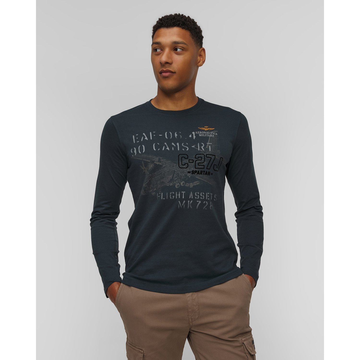 Granatowy Longsleeve Męski Aeronautica Militare