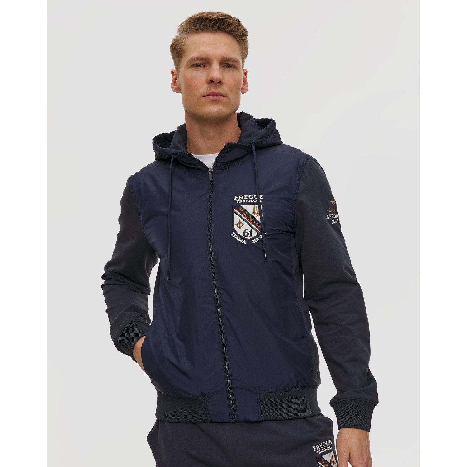 Granatowa Kurtka Hybrydowa Męska Aeronautica Militare