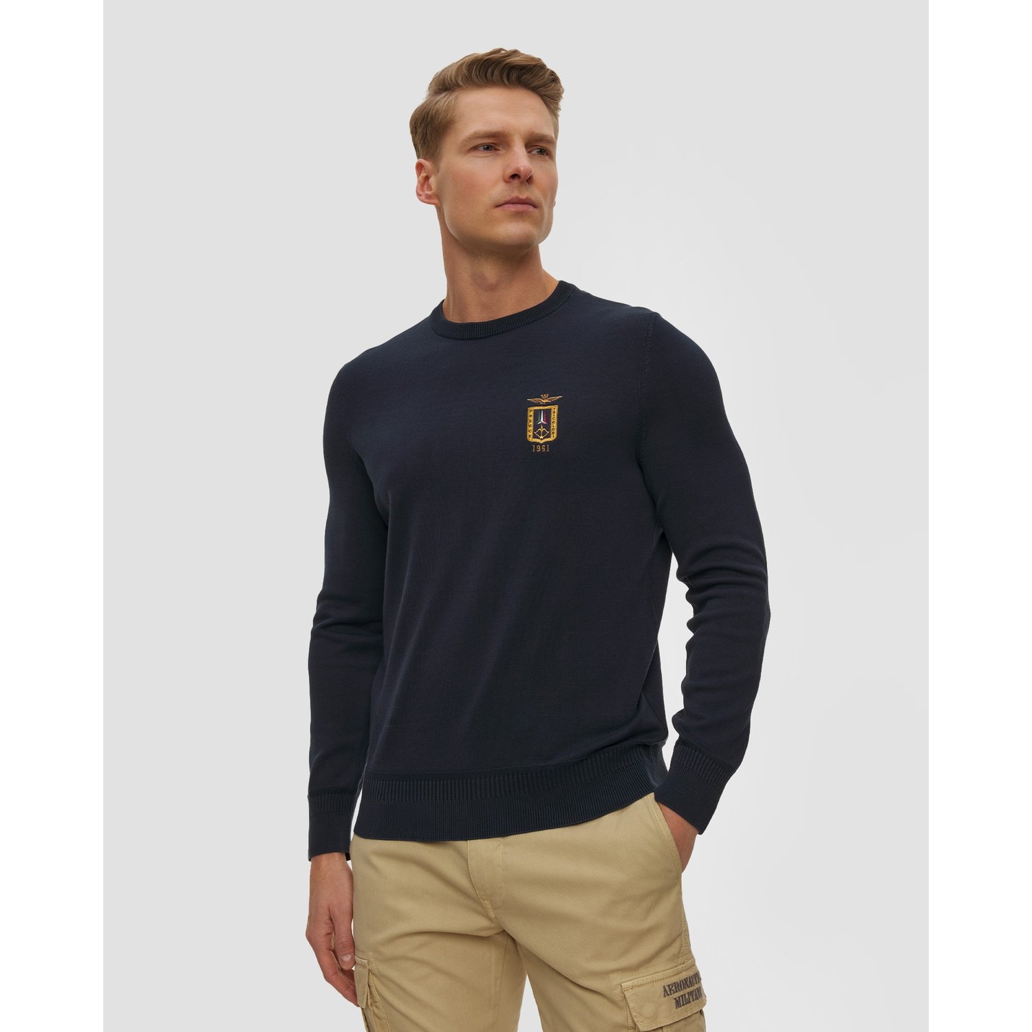 Granatowy Sweter Męski Aeronautica Militare