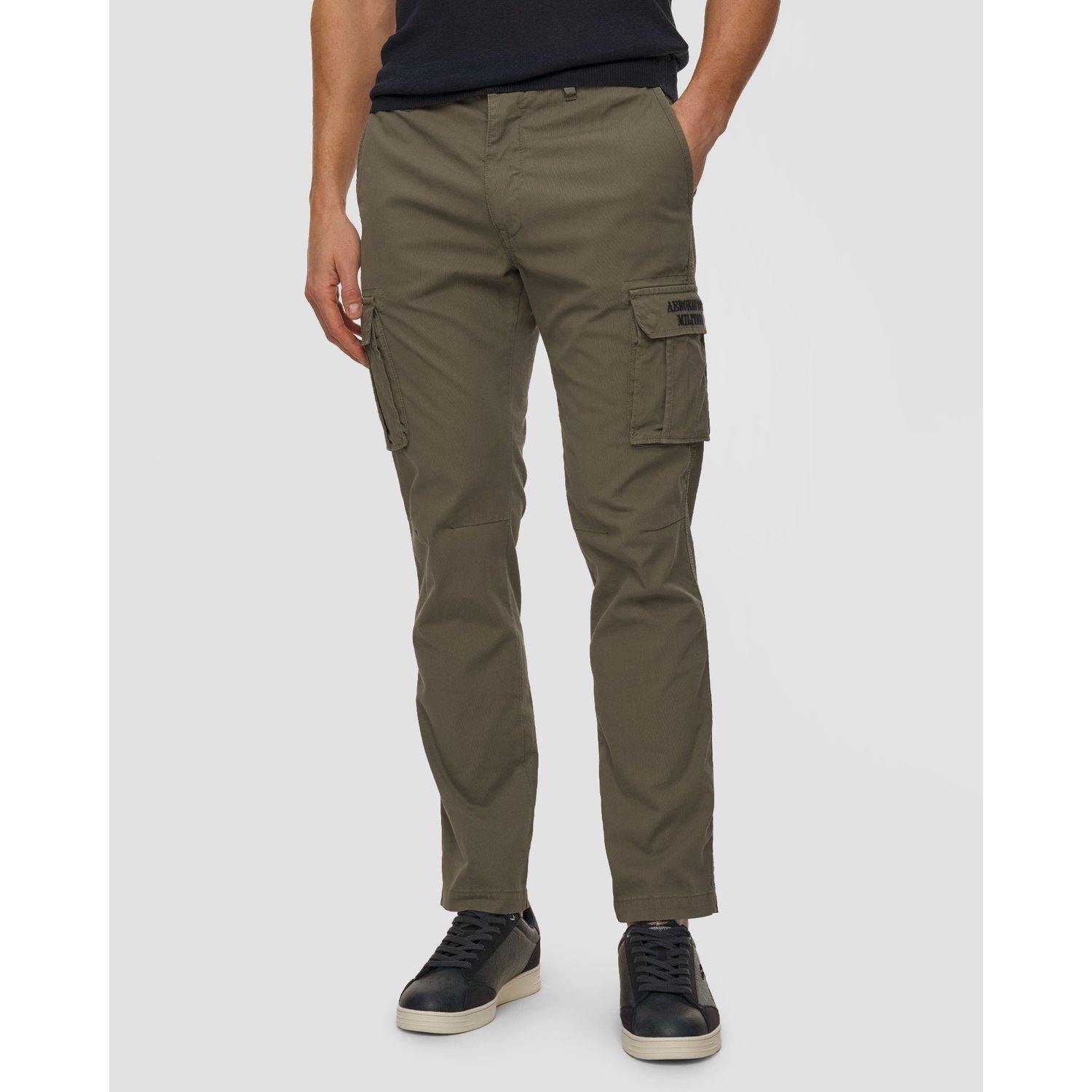 Zielone Spodnie Cargo Męskie Aeronautica Militare