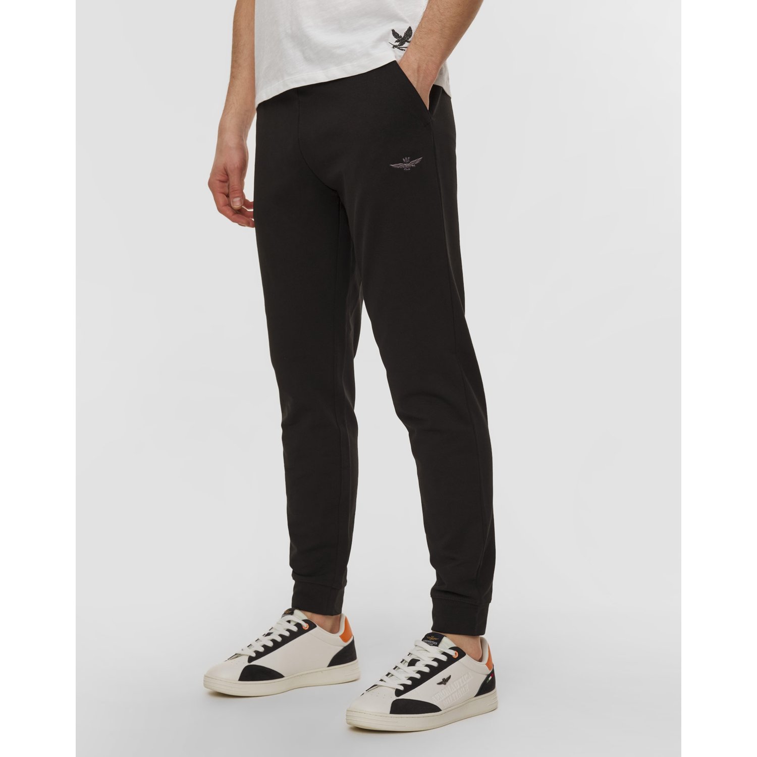 Czarne Spodnie Dresowe Męskie Aeronautica Militare