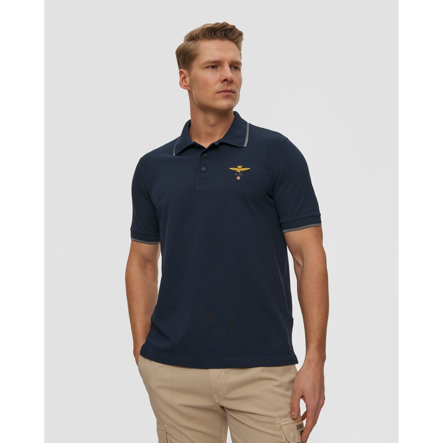 Granatowe Polo Męskie Aeronautica Militare