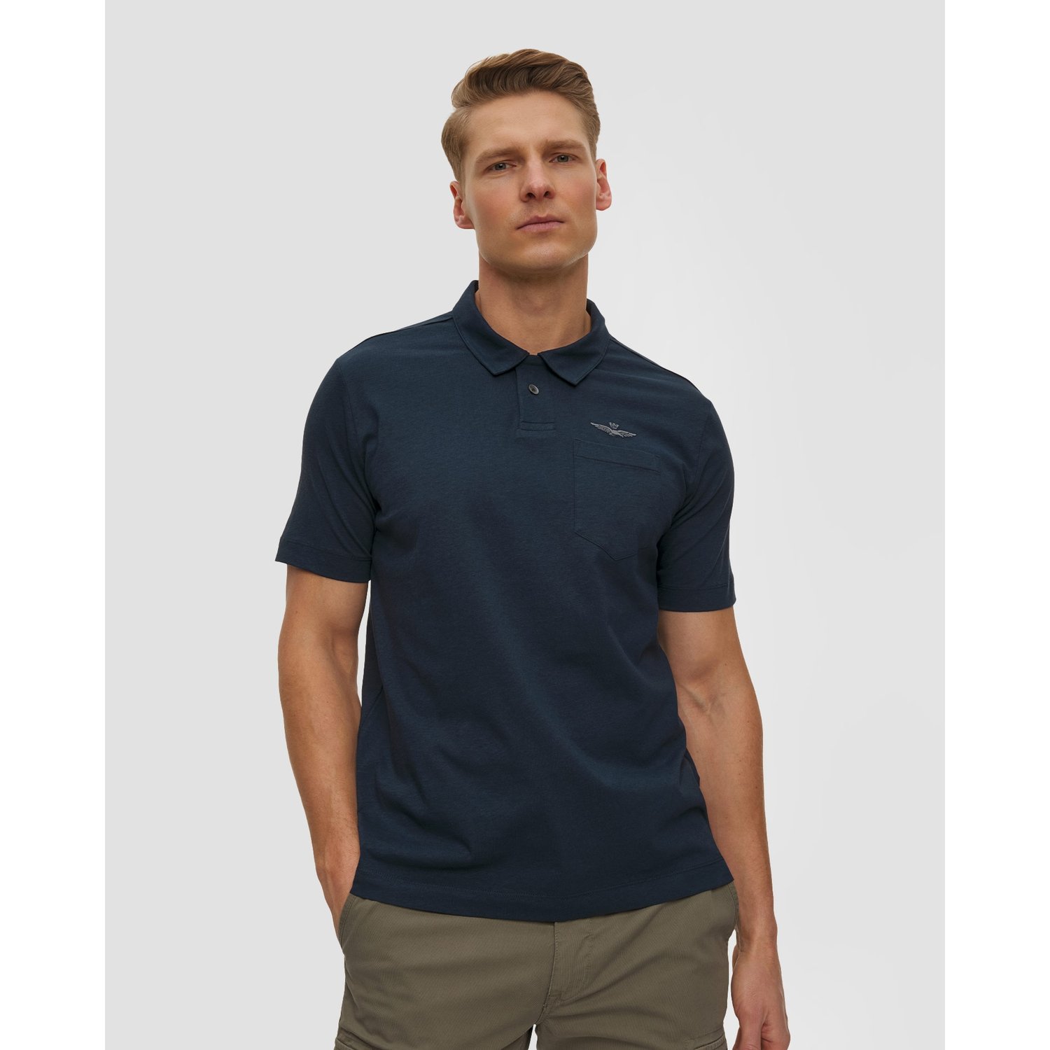Granatowe Polo Męskie Aeronautica Militare