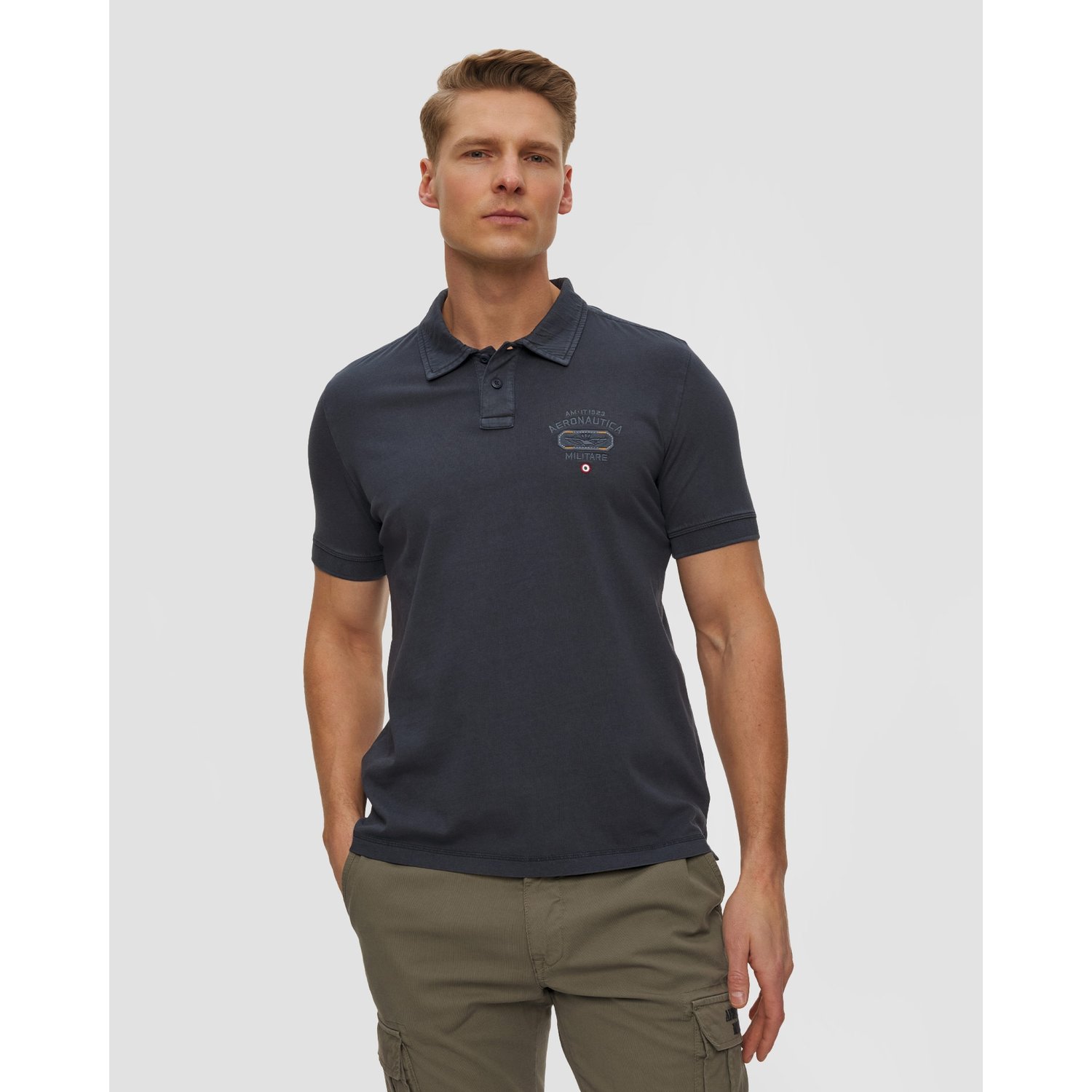 Granatowe Polo Męskie Aeronautica Militare