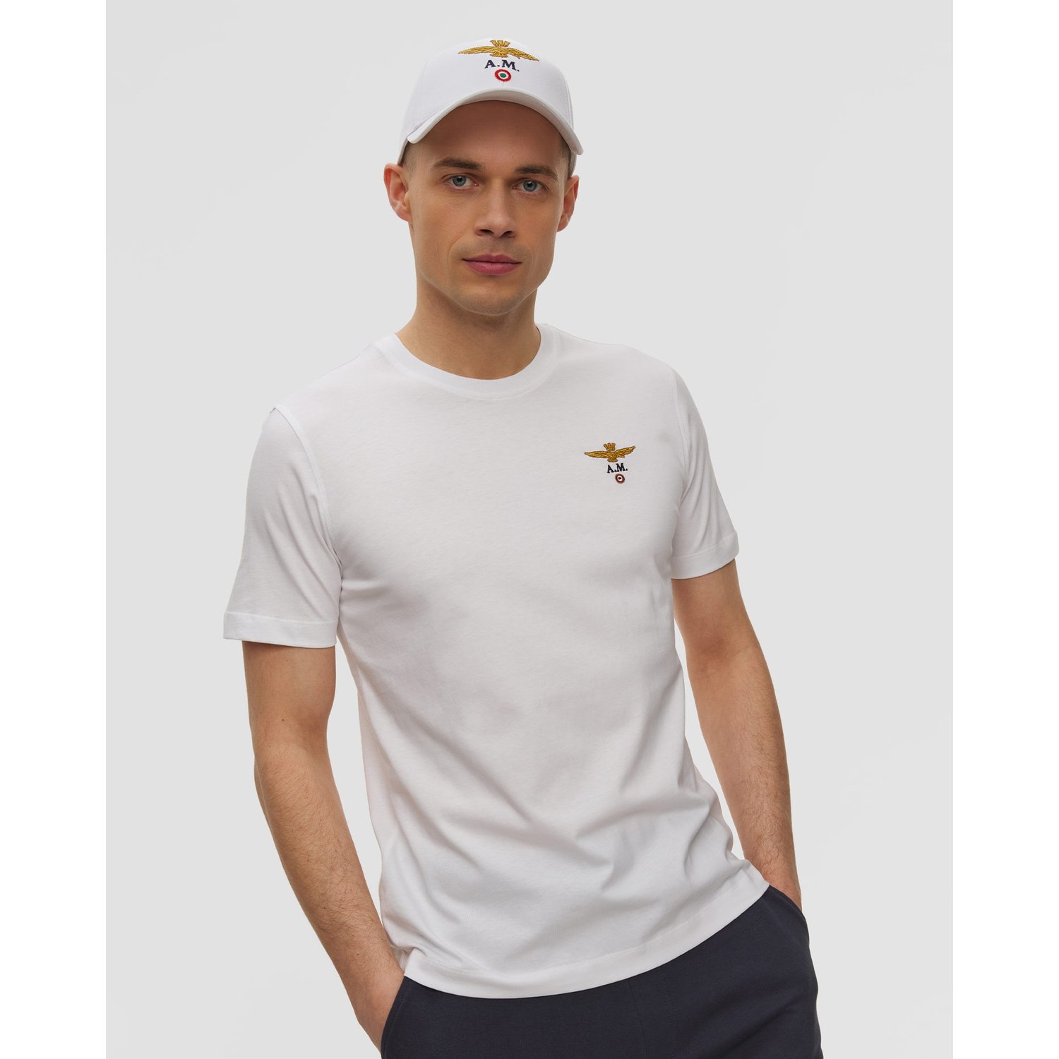 Biały T-shirt Męski Aeronautica Militare