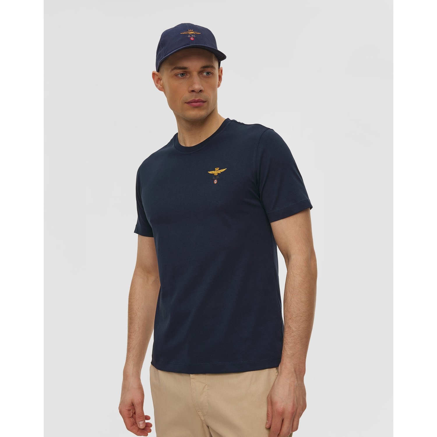 Granatowy T-shirt Męski Aeronautica Militare