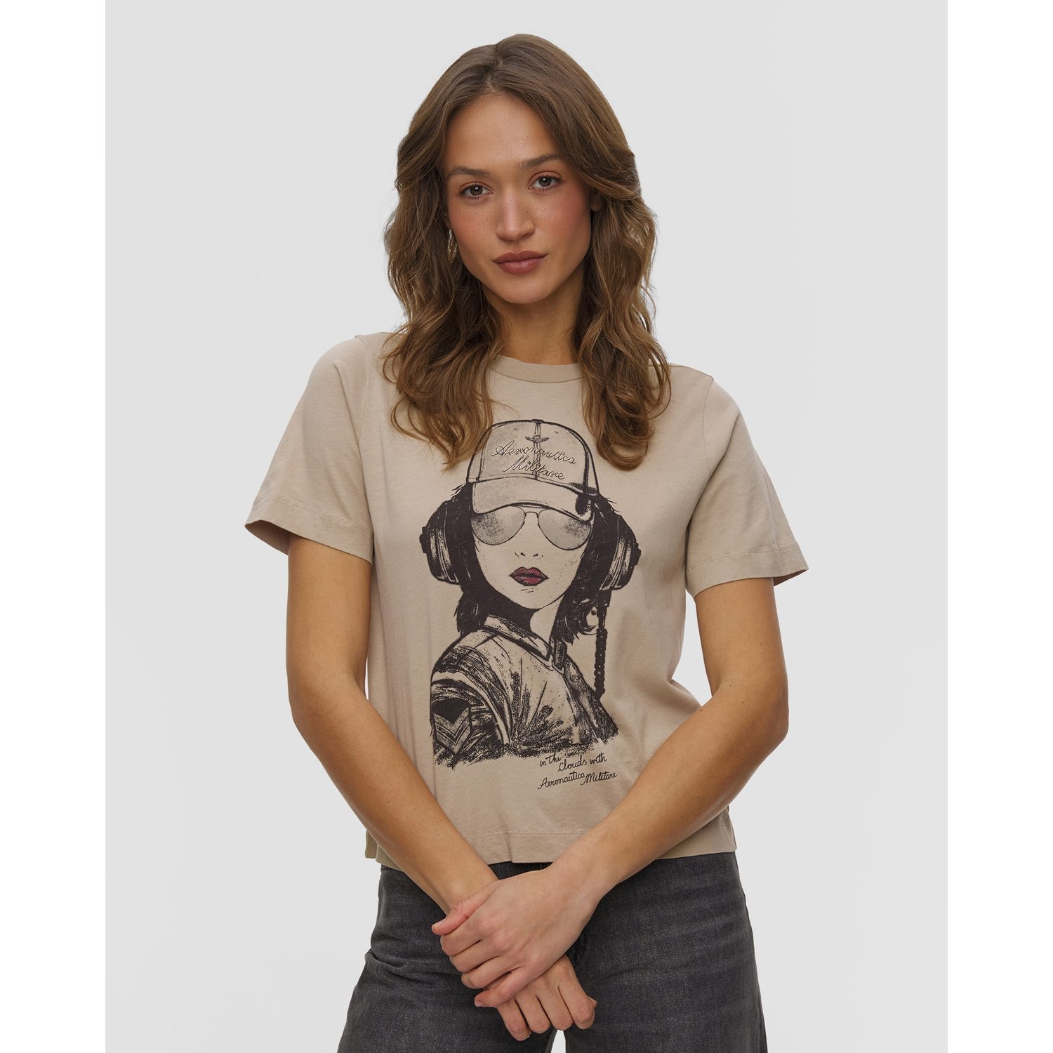 T-shirt Damski Aeronautica Militare Beżowy