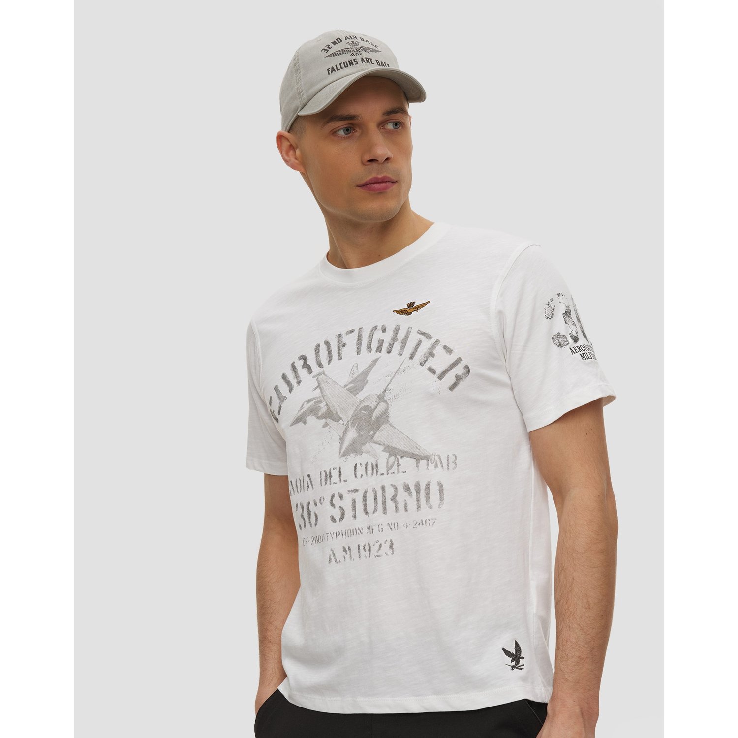 Biały T-shirt Męski Aeronautica Militare