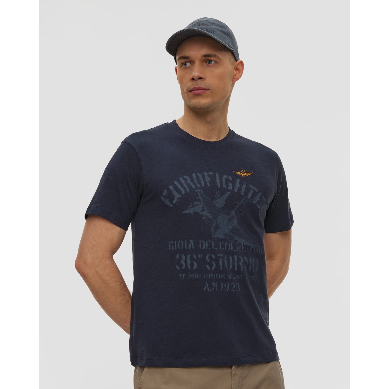 Granatowy T-shirt Męski Aeronautica Militare