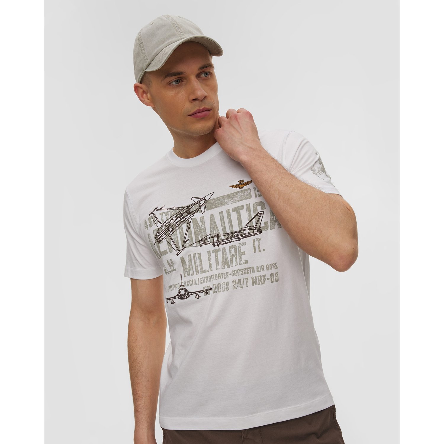 Biały T-shirt Męski Aeronautica Militare