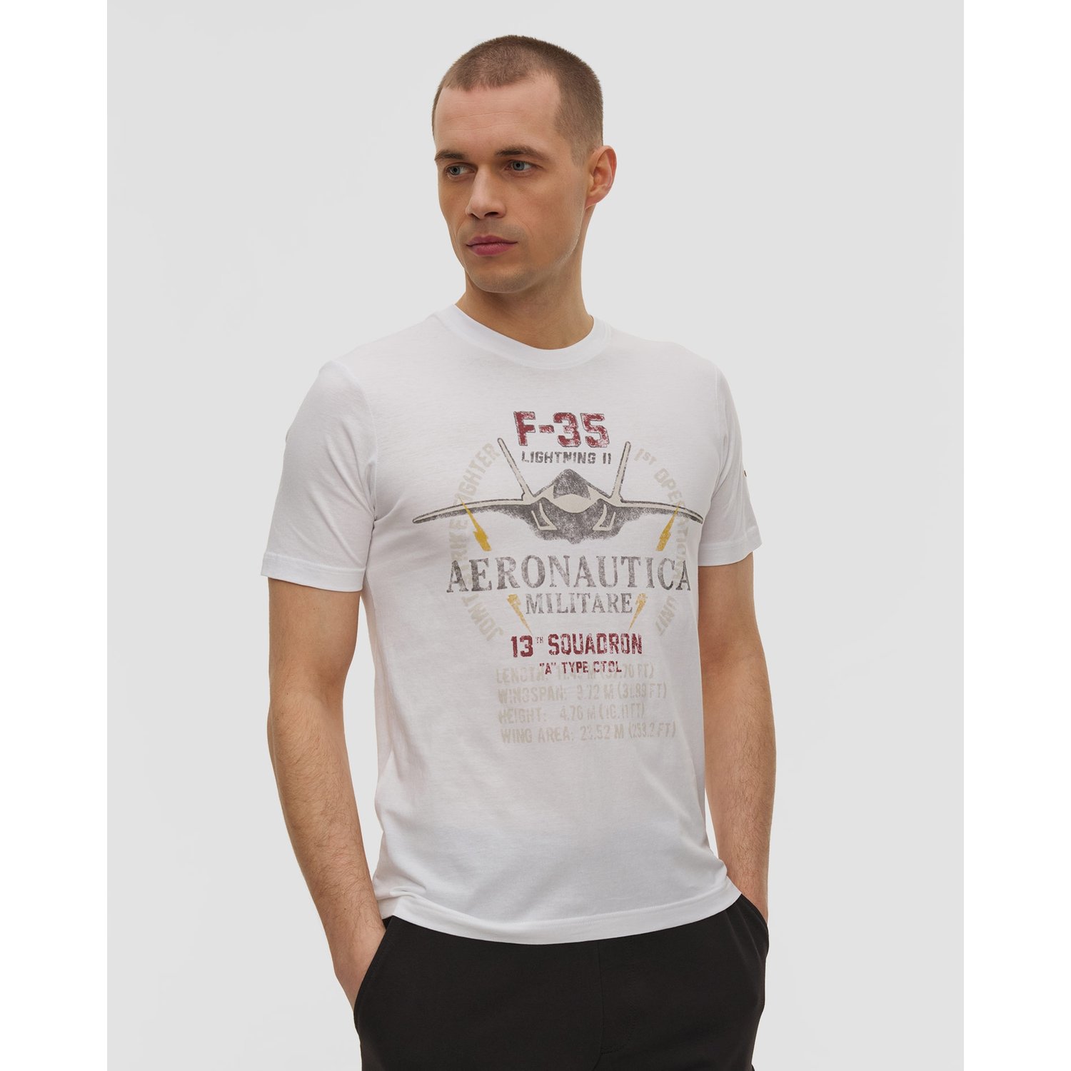 Biały T-shirt Męski Aeronautica Militare