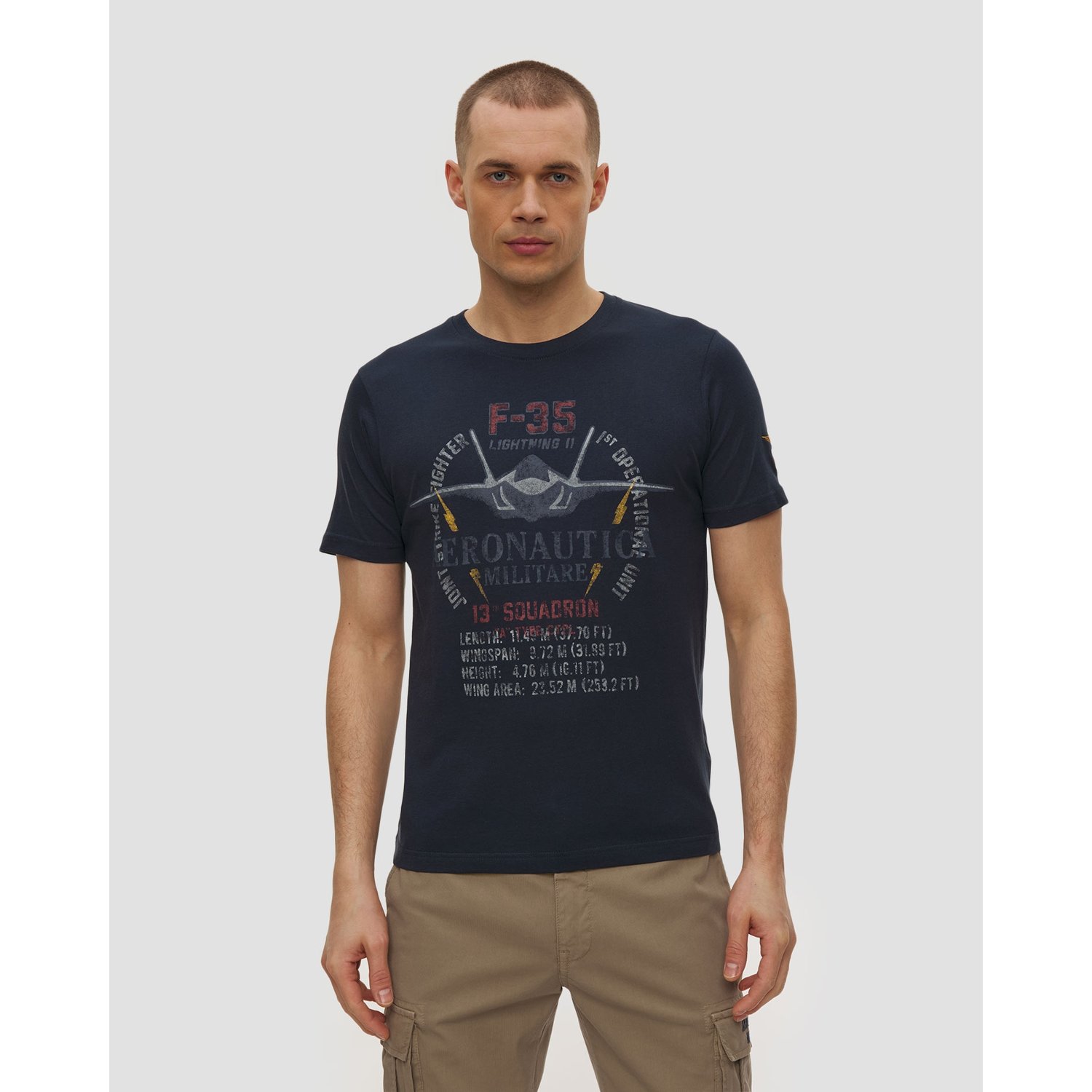 Granatowy T-shirt Męski Aeronautica Militare