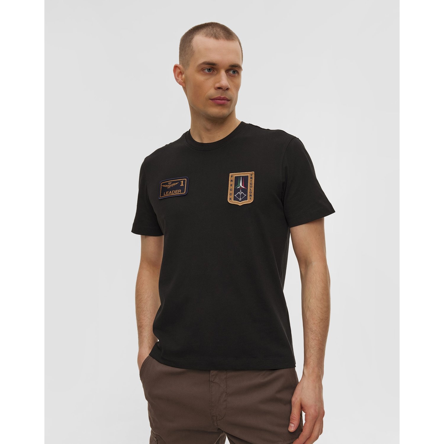 Czarny T-shirt Męski Aeronautica Militare