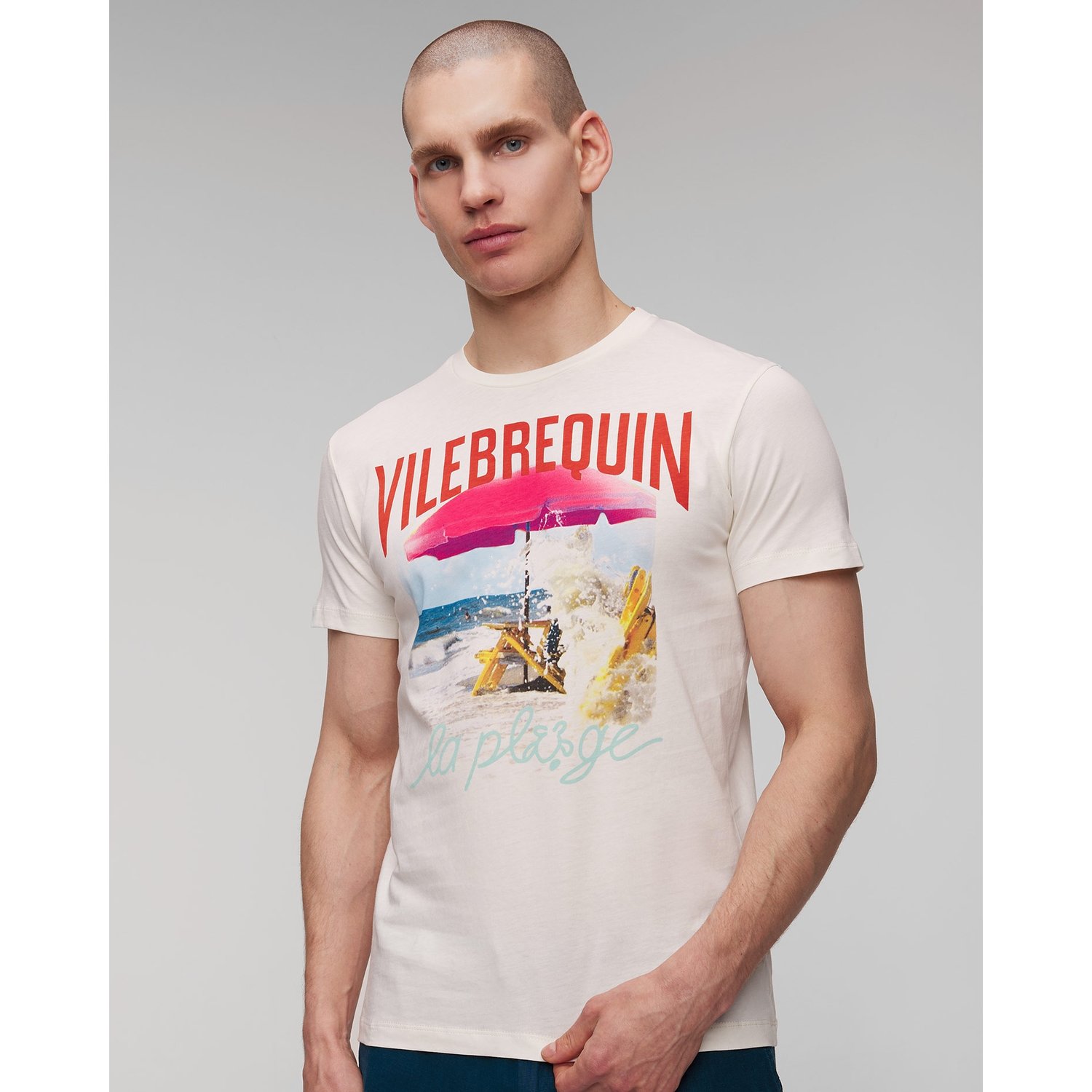 Biały T-shirt Męski Vilebrequin Portisol
