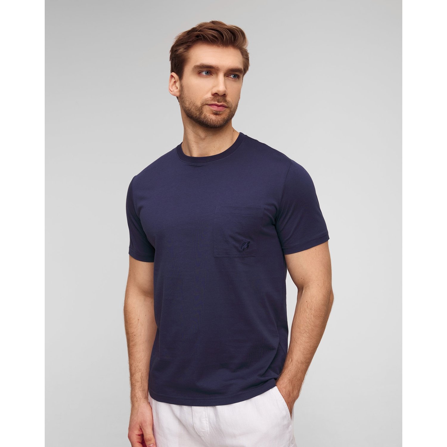 Granatowy T-shirt Basic Męski Vilebrequin Titus