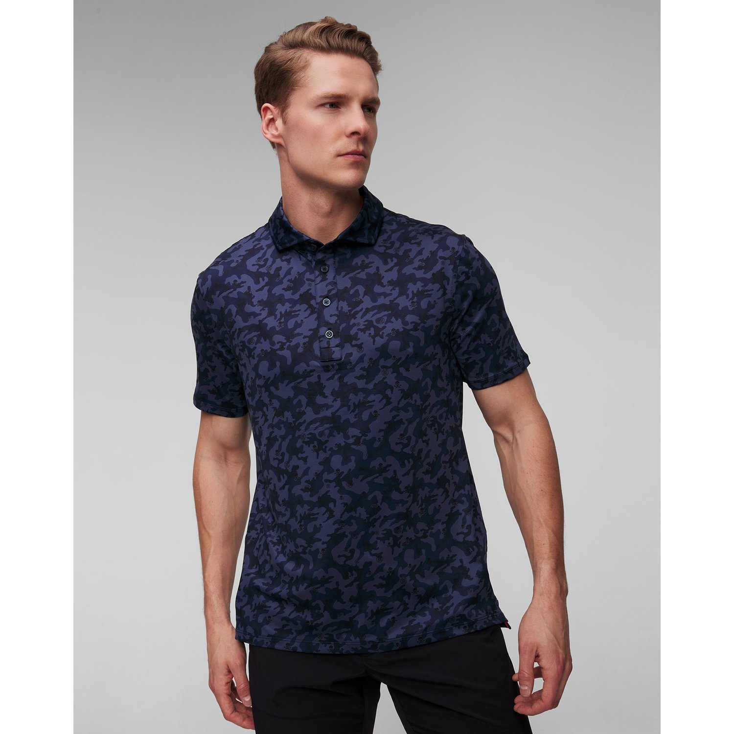 Granatowe Polo Męskie Moro G/fore Mapped Icon Camo Tech Jersey Polo
