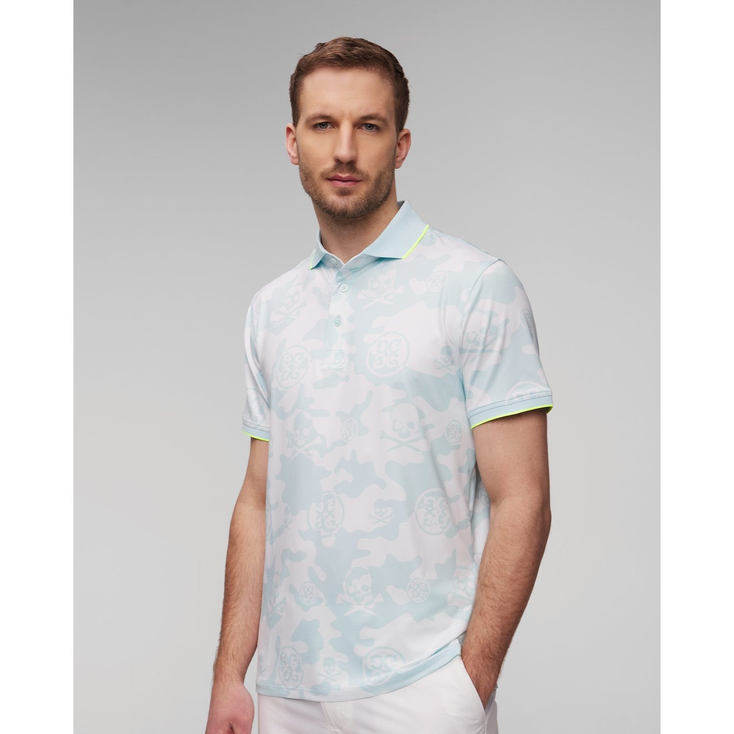 Niebiesko-białe Polo Męskie G/fore Exploded Camo Tech Jersey Polo