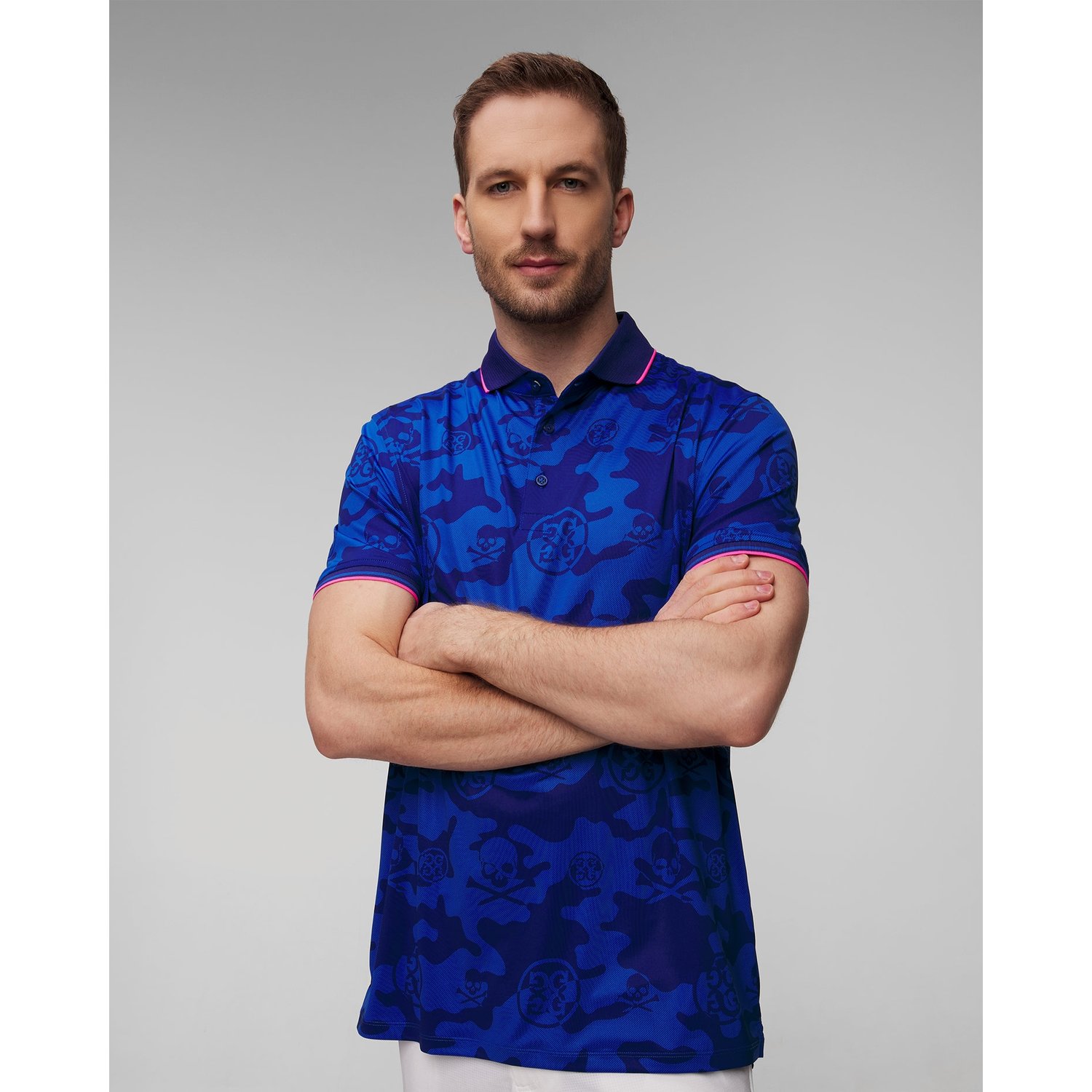 Ciemnoniebieskie Polo Męskie G/fore Exploded Camo Tech Jersey Polo