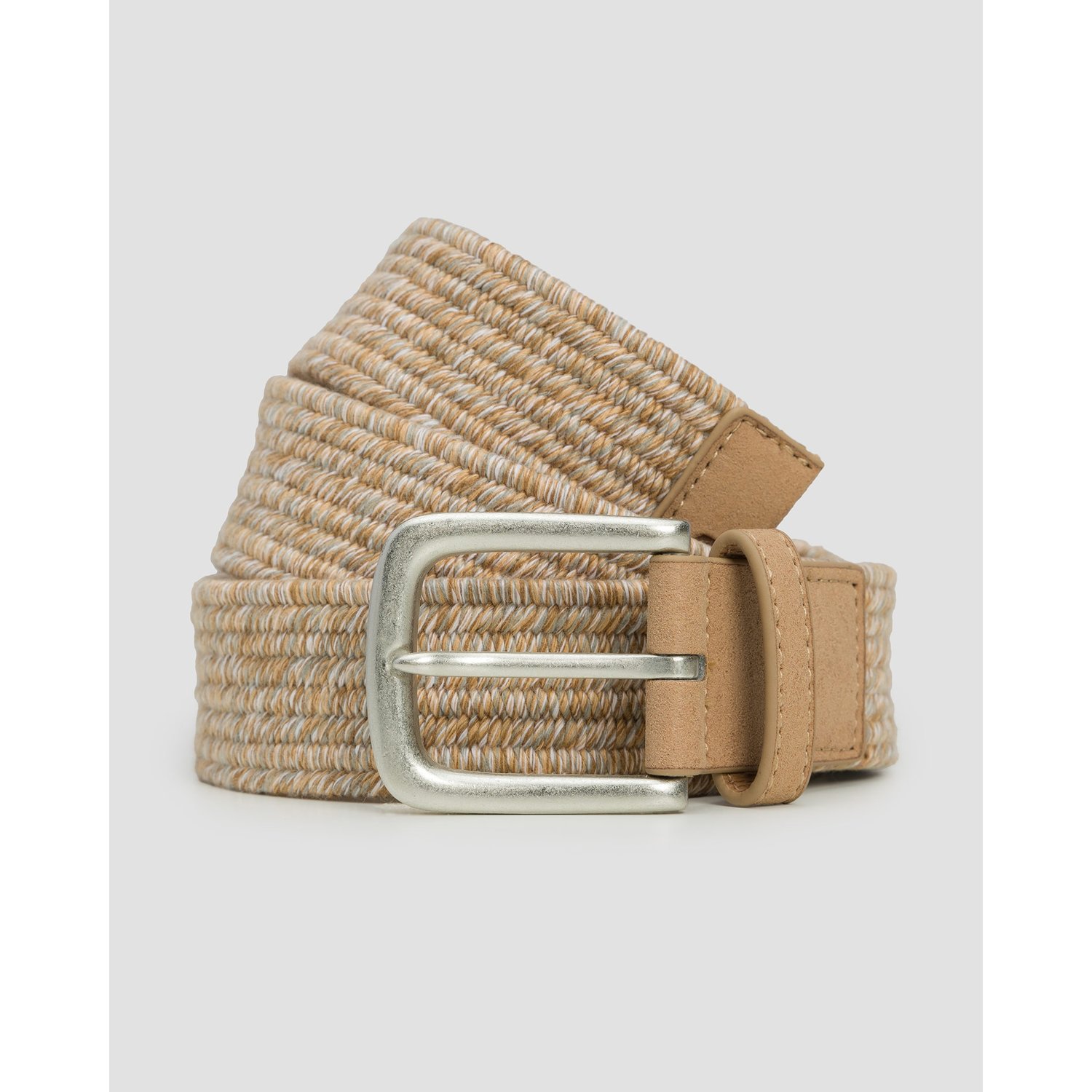 Beżowy Pasek Męski Alberto Cotton Braided