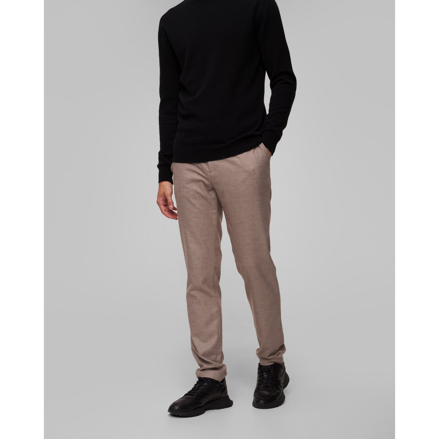 Beżowe Spodnie Męskie Alberto Jump Flanell Look