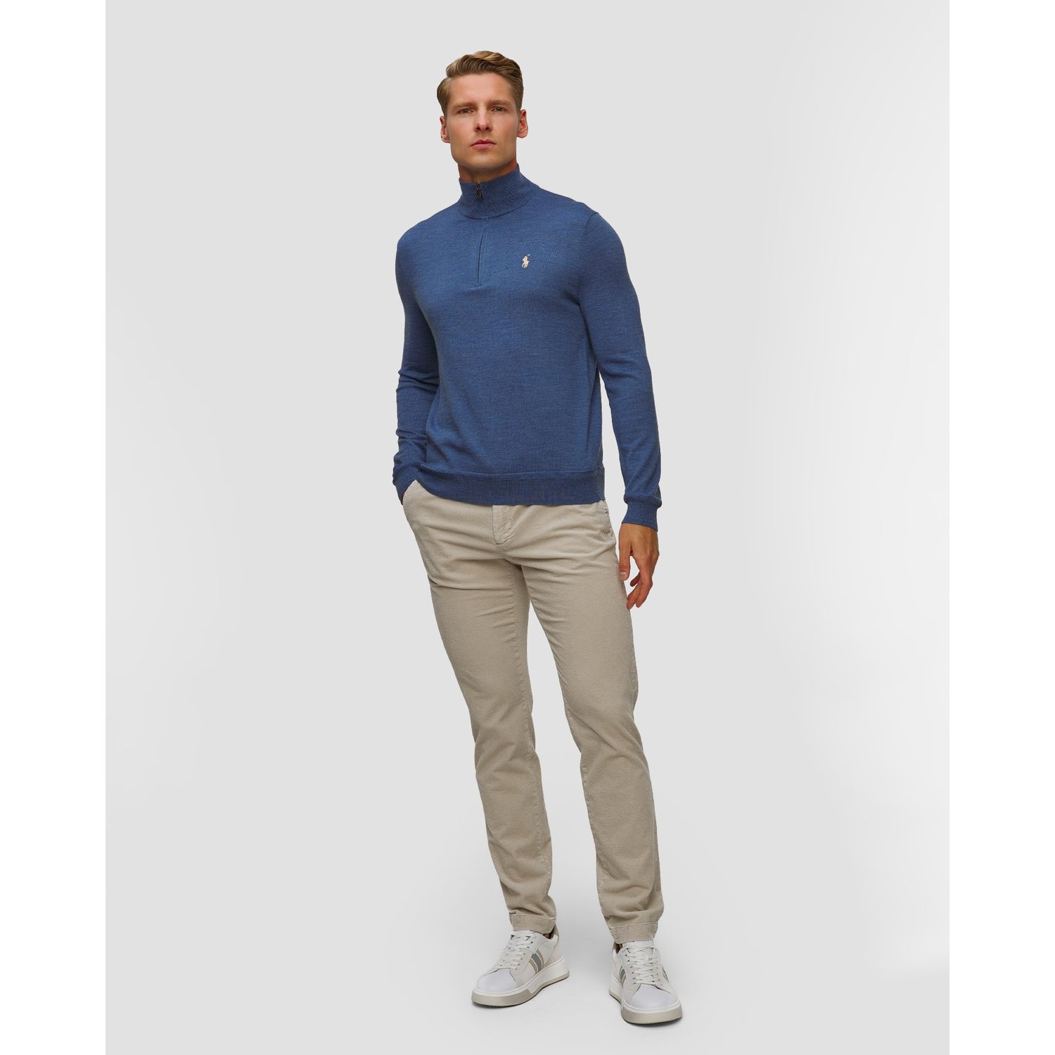 Beżowe Spodnie Sztruksowe Męskie Alberto Jump