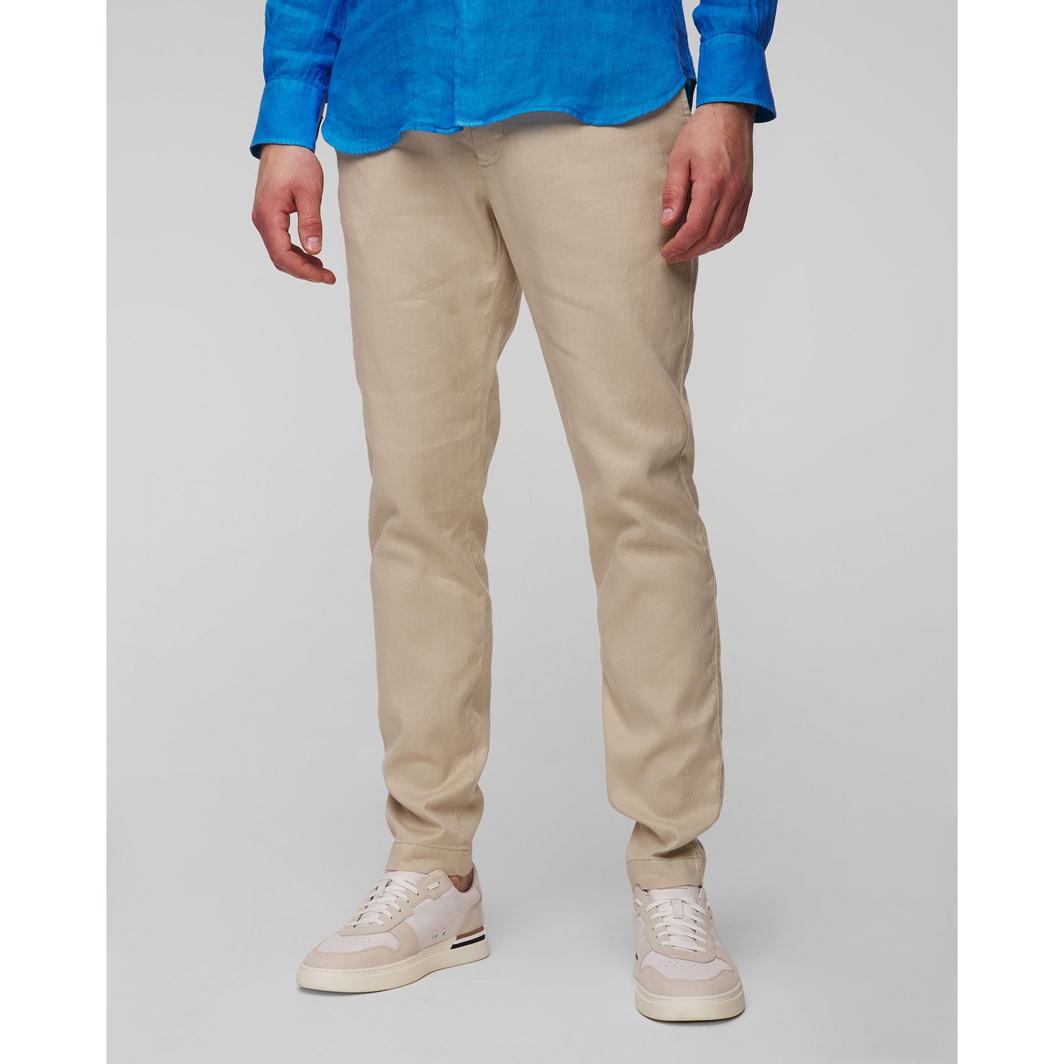 Beżowe Spodnie Męskie Z Lnem Alberto Jump-linen Twill