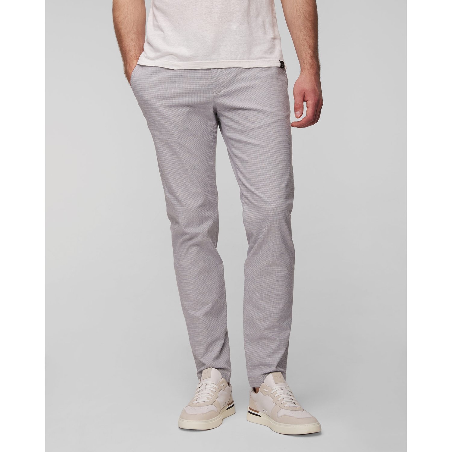 Niebieskie Spodnie Z Lnem Męskie Alberto Jump-smart Linen