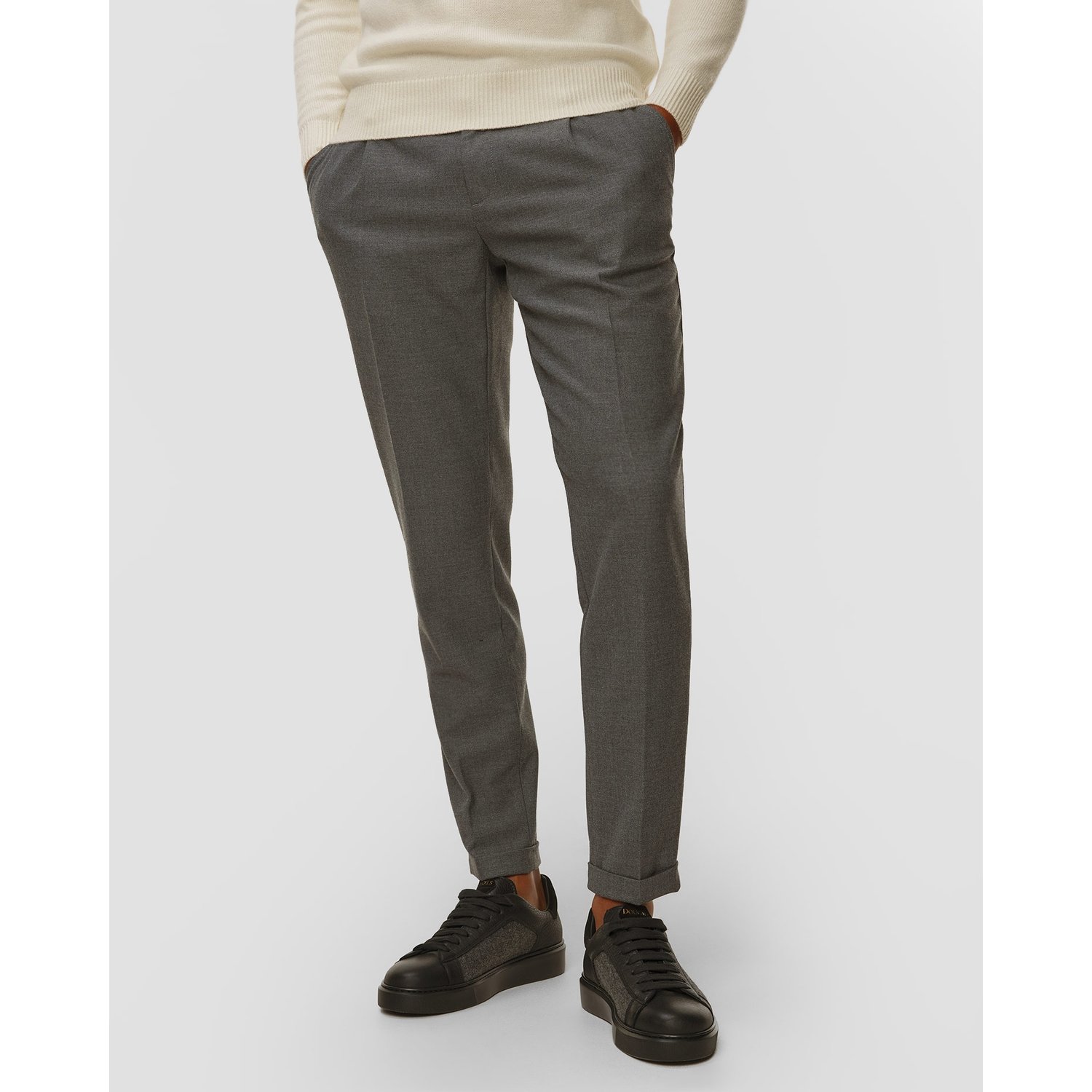 Szare Spodnie Męskie Alberto Barista Flannel Look