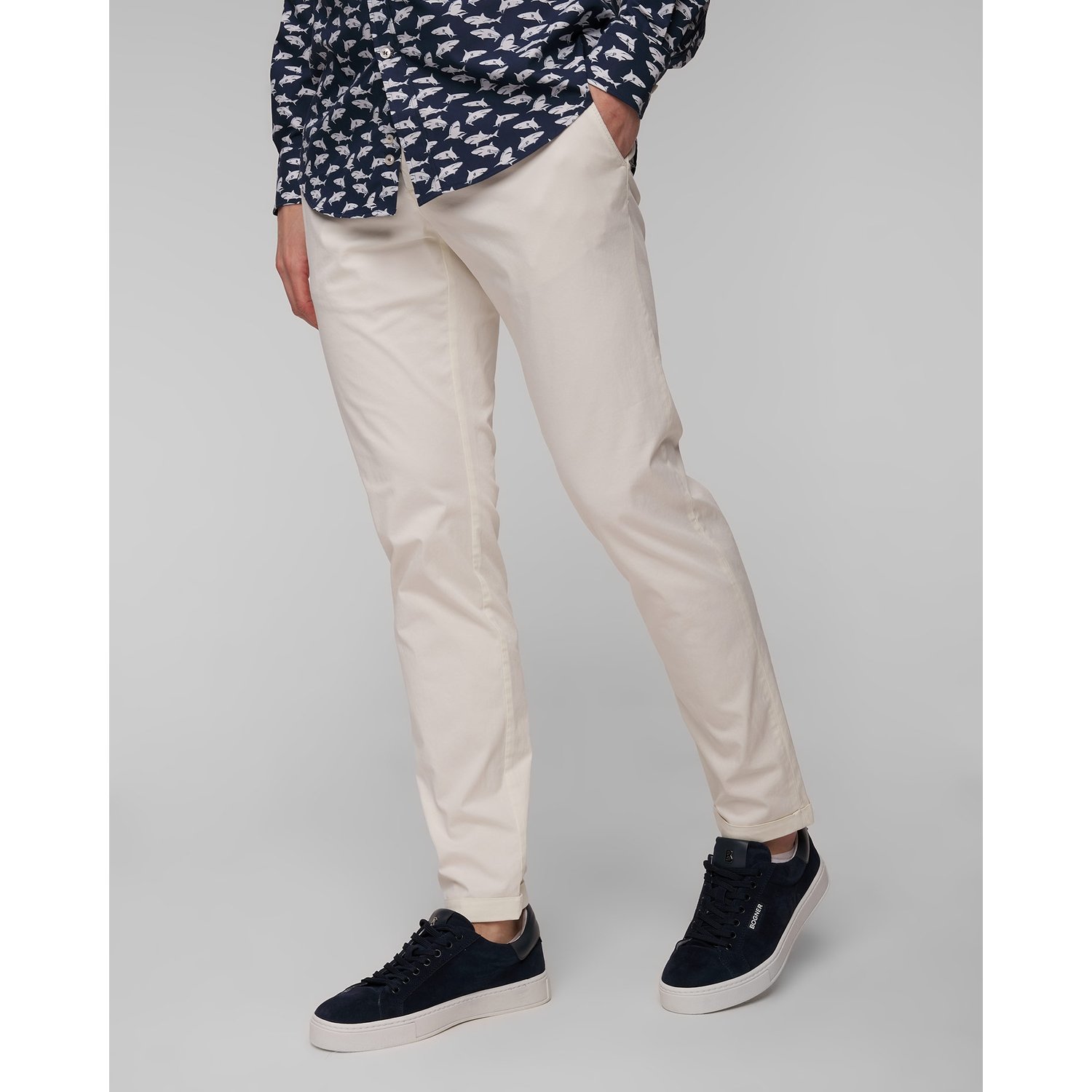 Białe Spodnie Męskie Alberto Rob-luxury Cotton