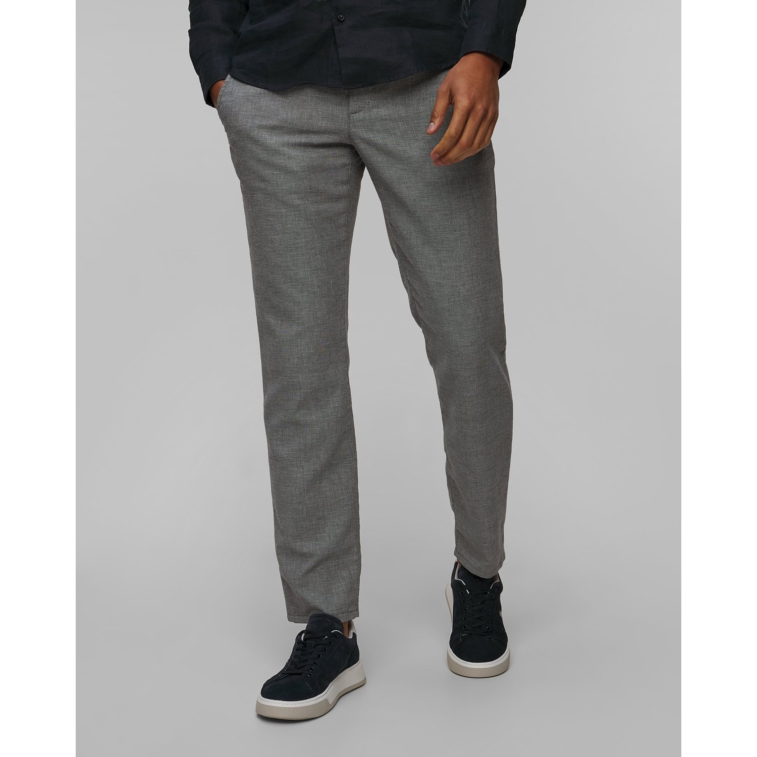 Szare Spodnie Z Lnem Męskie Alberto Lou-j - Luxury Linen