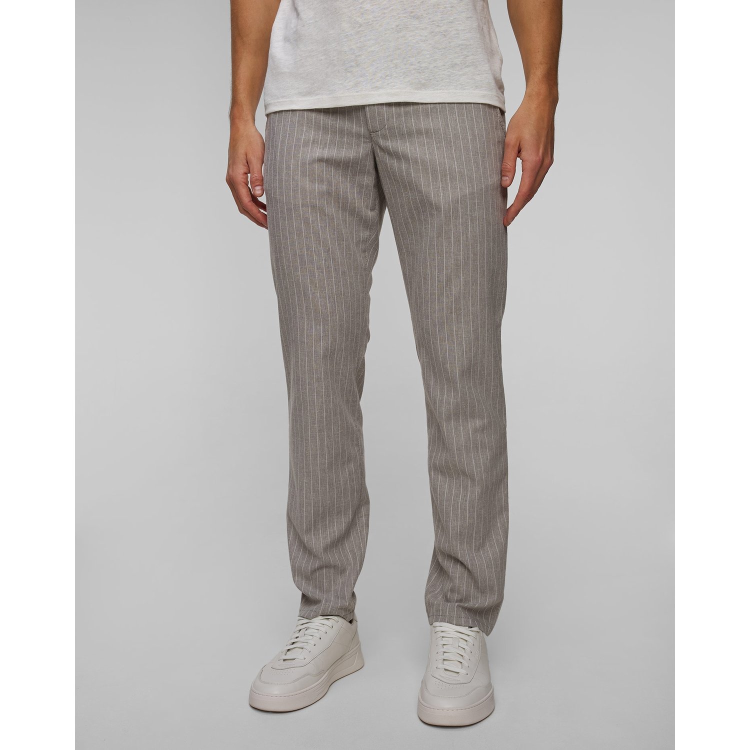 Spodnie Z Lnem Męskie Alberto Lou-j - Linen Stripe