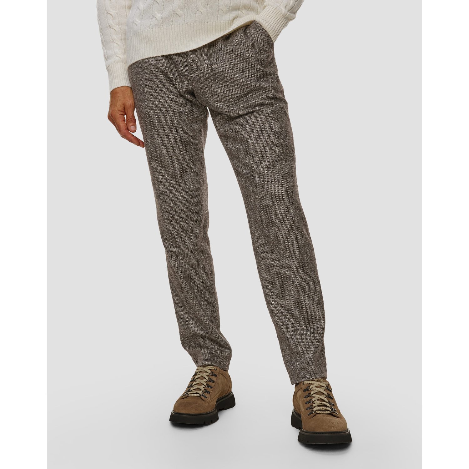 Wełniane Spodnie Męskie Alberto Lou-j-pl - Wool Herringbone