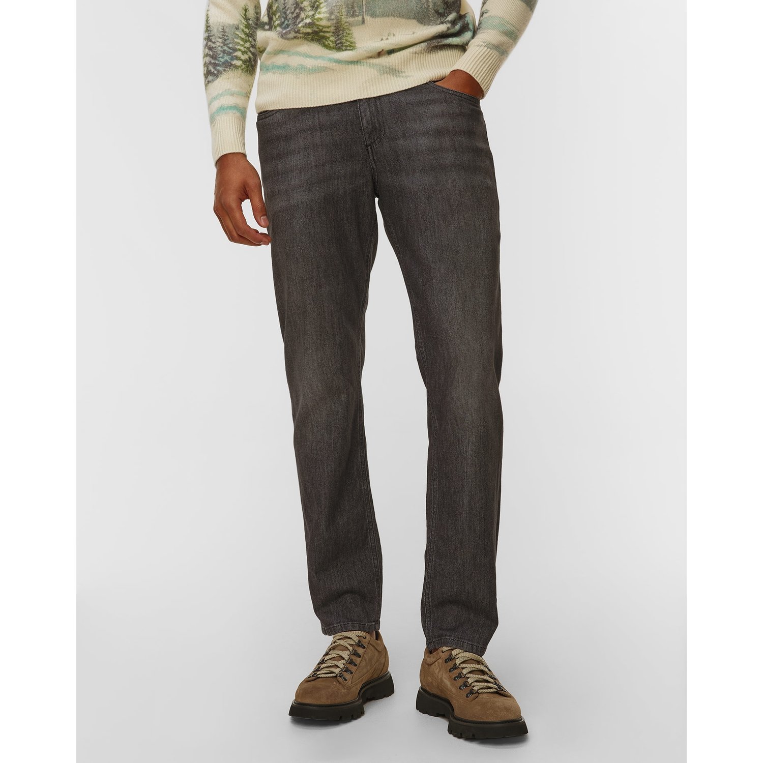 Spodnie Z Kaszmirem Męskie Alberto Pipe Cashmere Denim