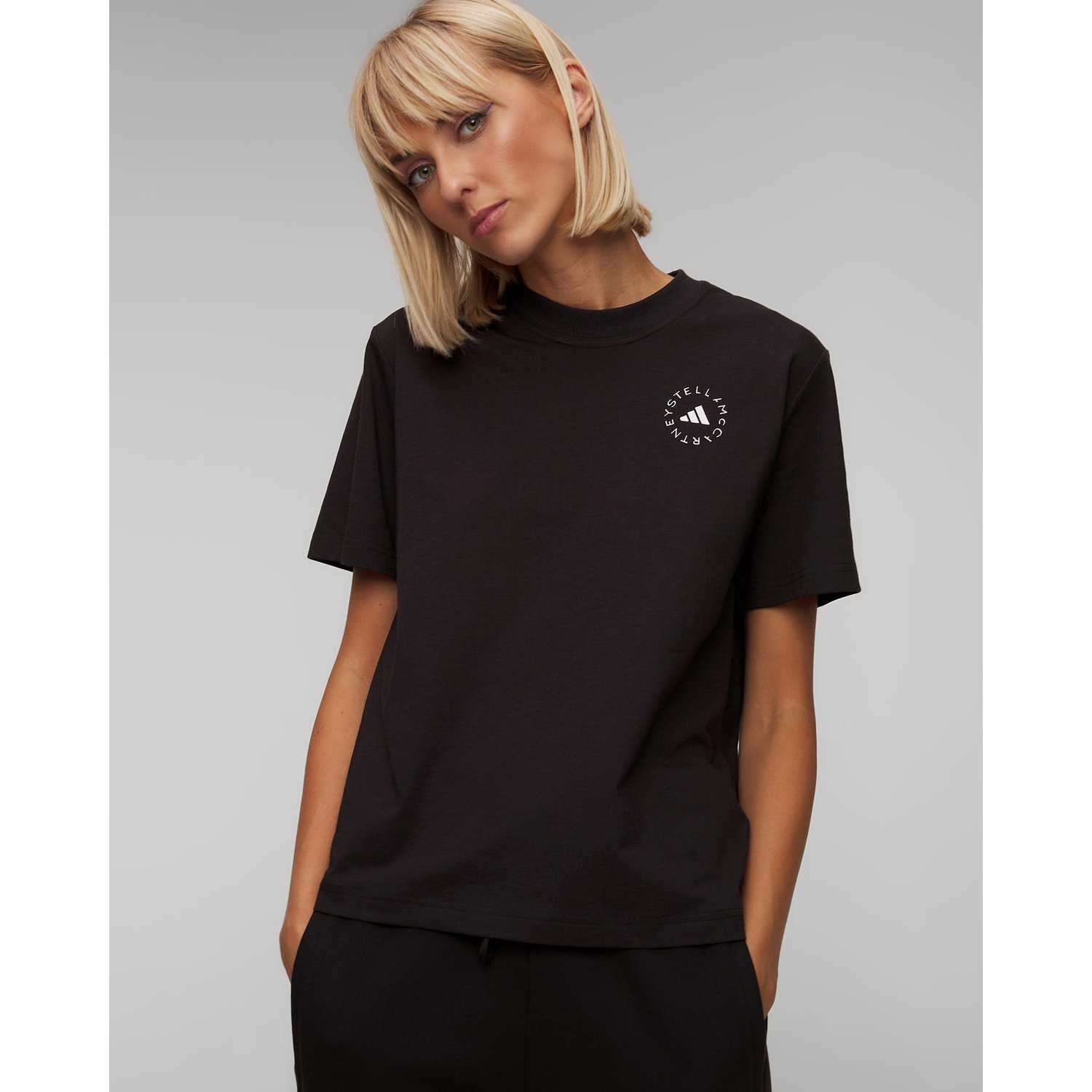 Czarny T-shirt Damski Adidas By Stella Mccartney