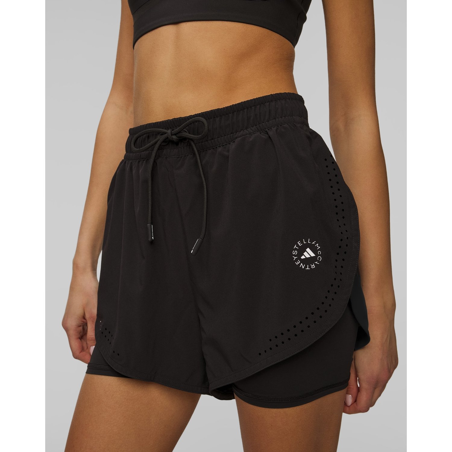 Czarne Szorty Treningowe 2w1 Damskie Adidas By Stella Mccartney