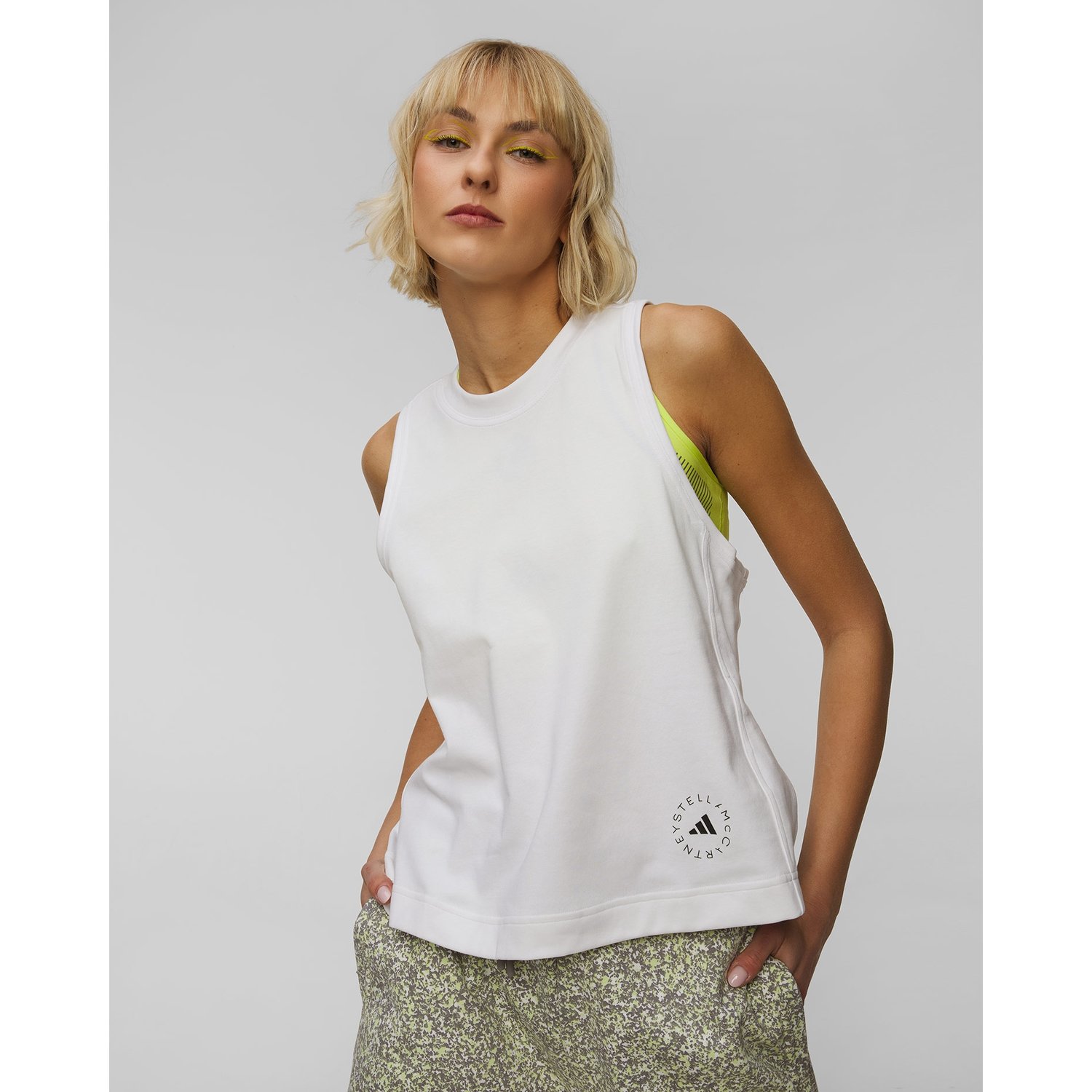 Biały Tank Top Damski Adidas By Stella Mccartney Logo
