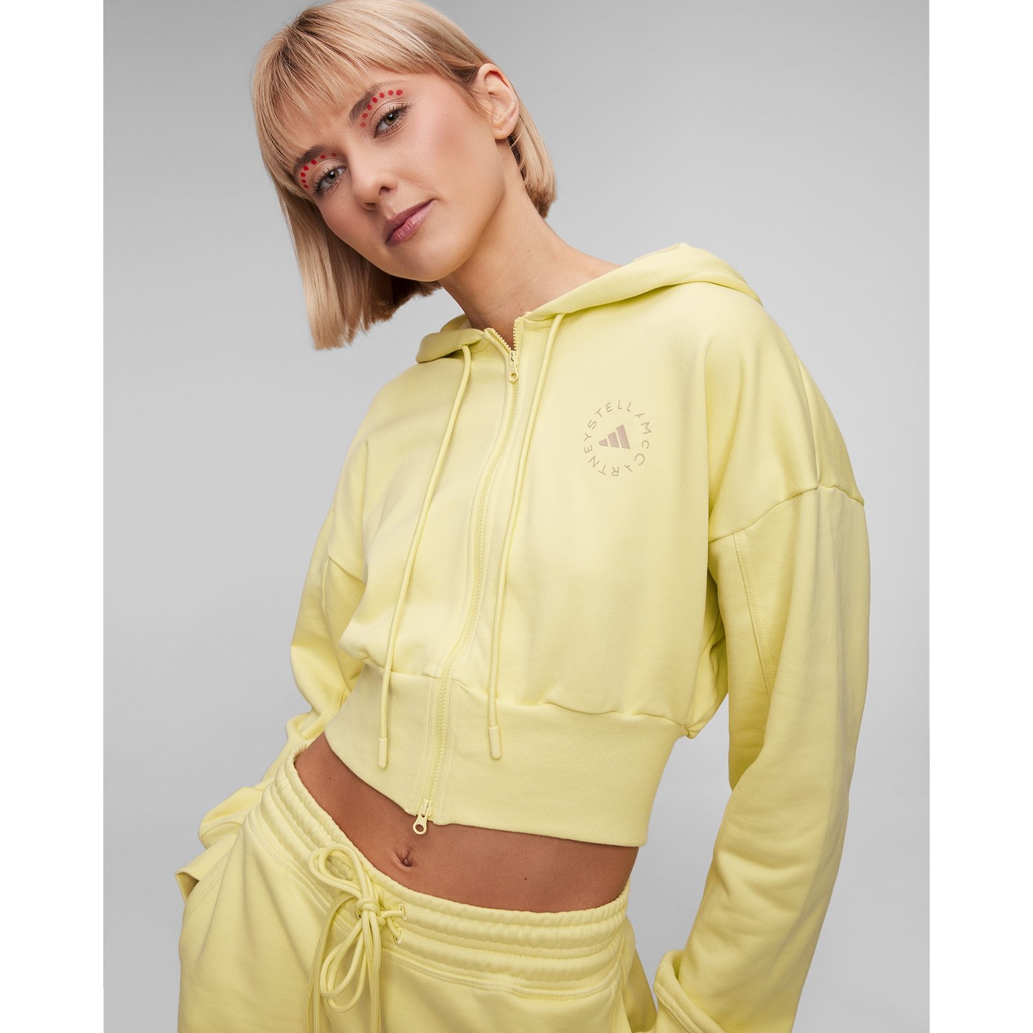 Żółta Bluza Damska Adidas By Stella Mccartney Asmc Crop Hoodie