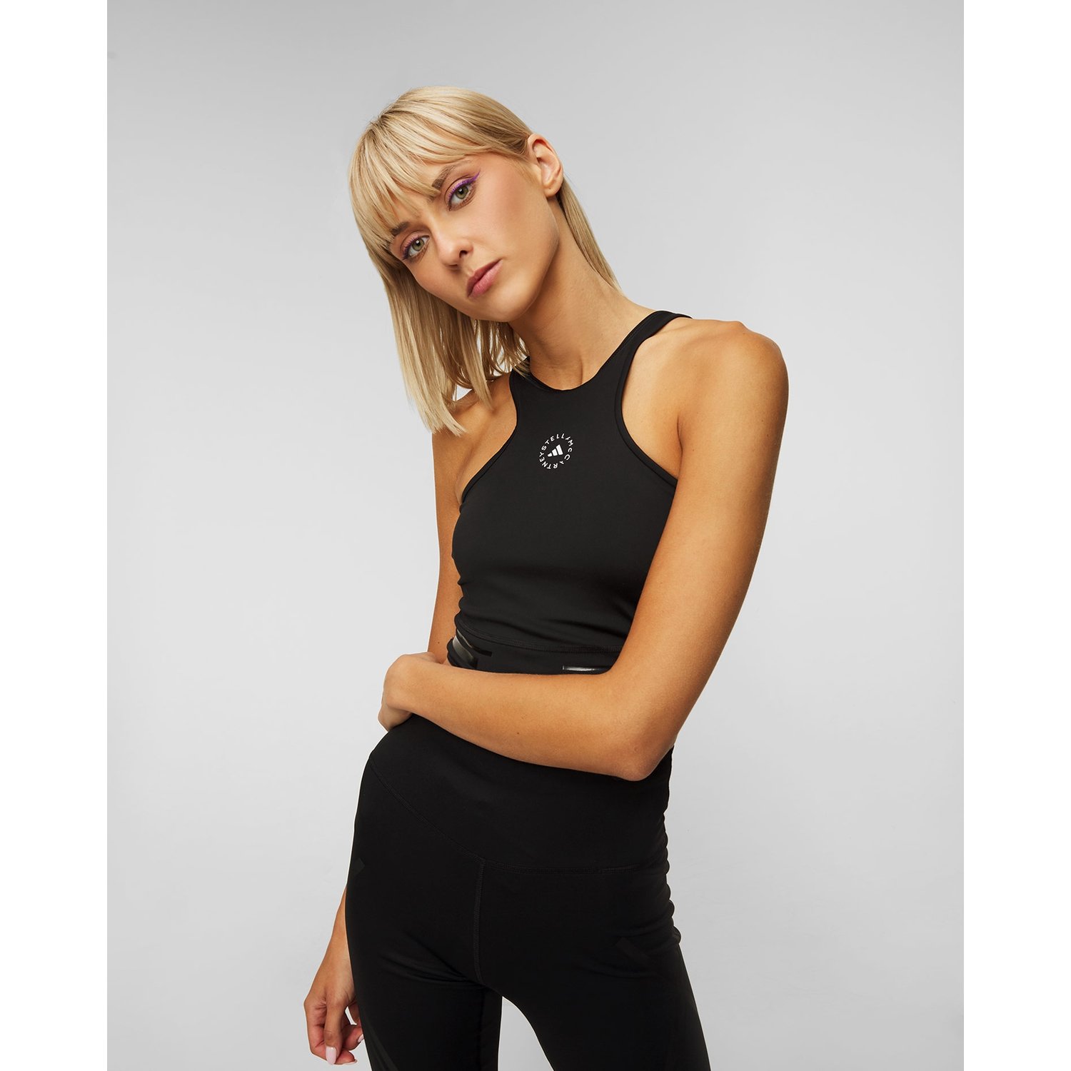 Czarny Crop Top Treningowy Adidas By Stella Mccartney Tpa Cr H.r