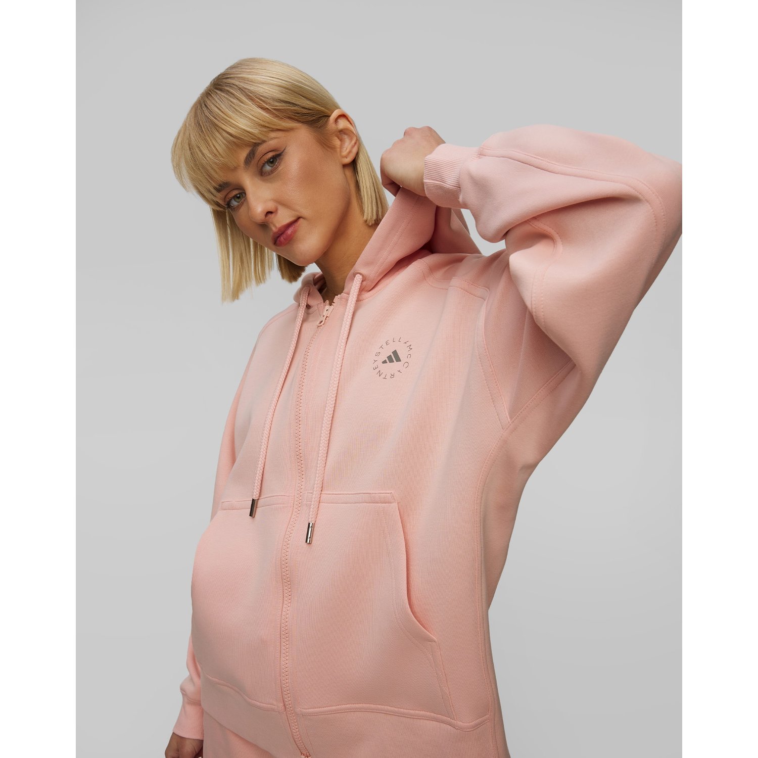 Różowa Bluza Z Kapturem Rozpinana Damska Adidas By Stella Mccartney