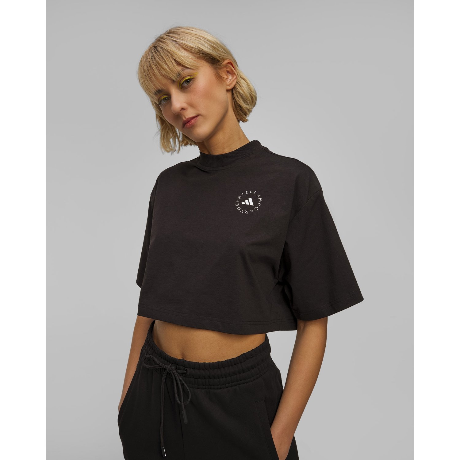 Czarny Crop Top Damski Adidas By Stella Mccartney