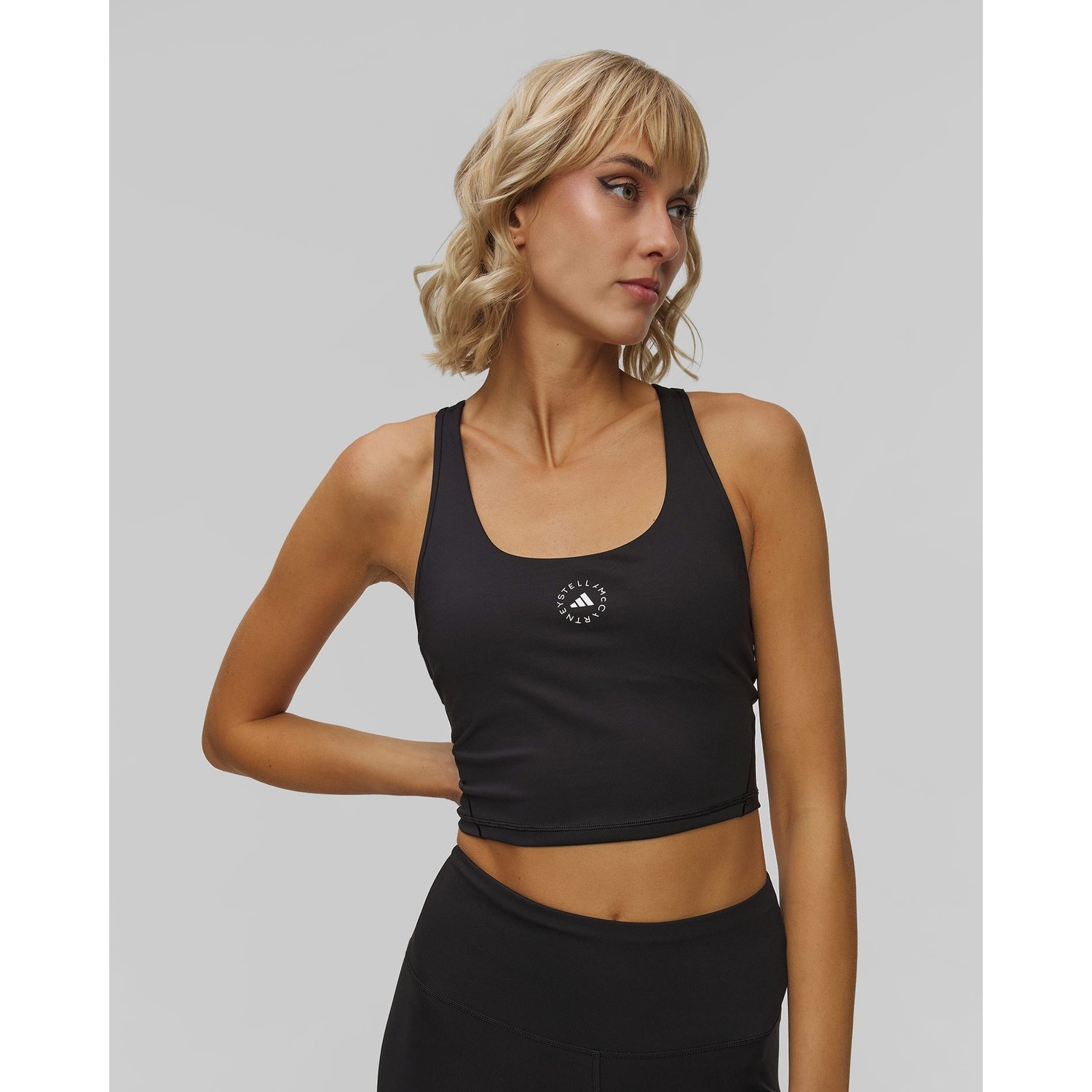 Czarny Top Treningowy Damski Adidas By Stella Mccartney Yoga Crop