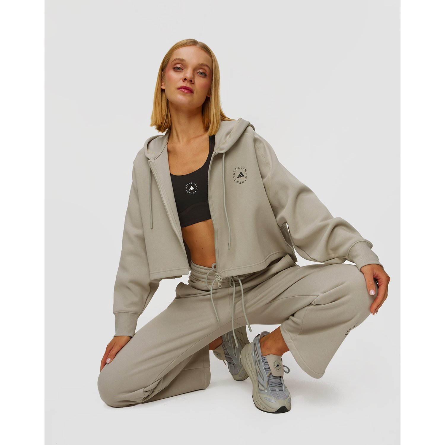 Szara Bluza Z Kapturem Damska Adidas By Stella Mccartney Crop