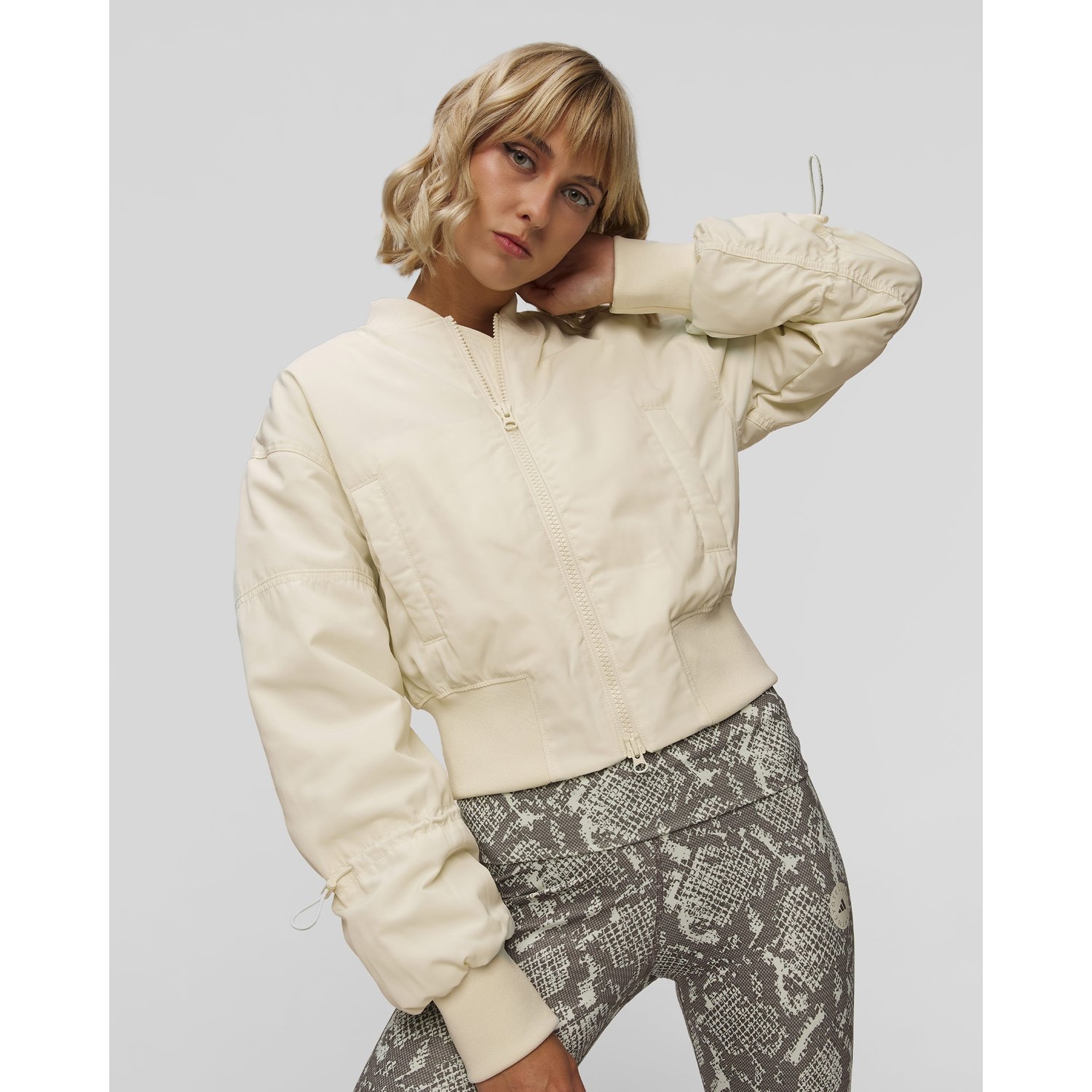 Kremowa Kurtka Bomberka Damska Adidas By Stella Mccartney