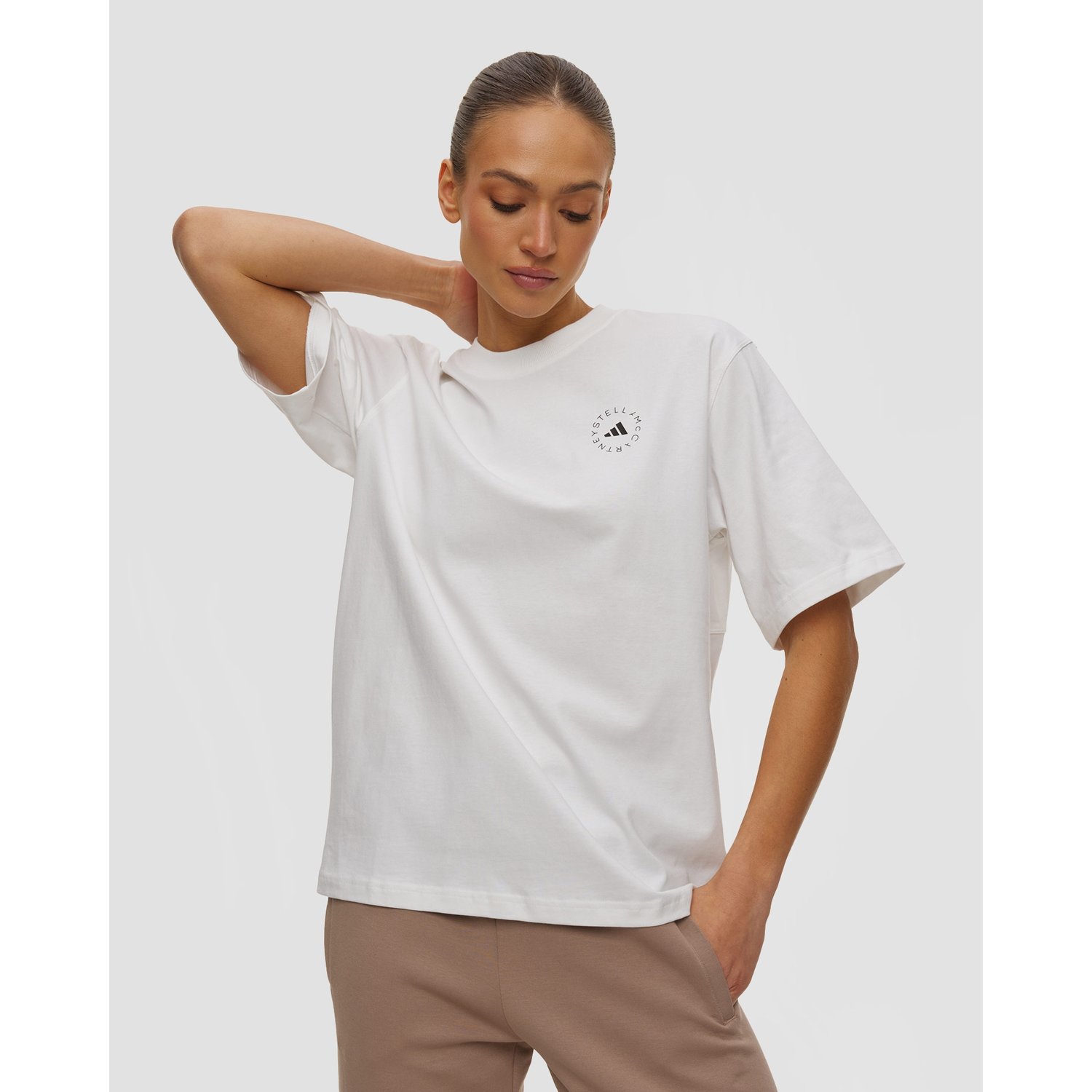Biały T-shirt Damski Adidas By Stella Mccartney Asmc Loose