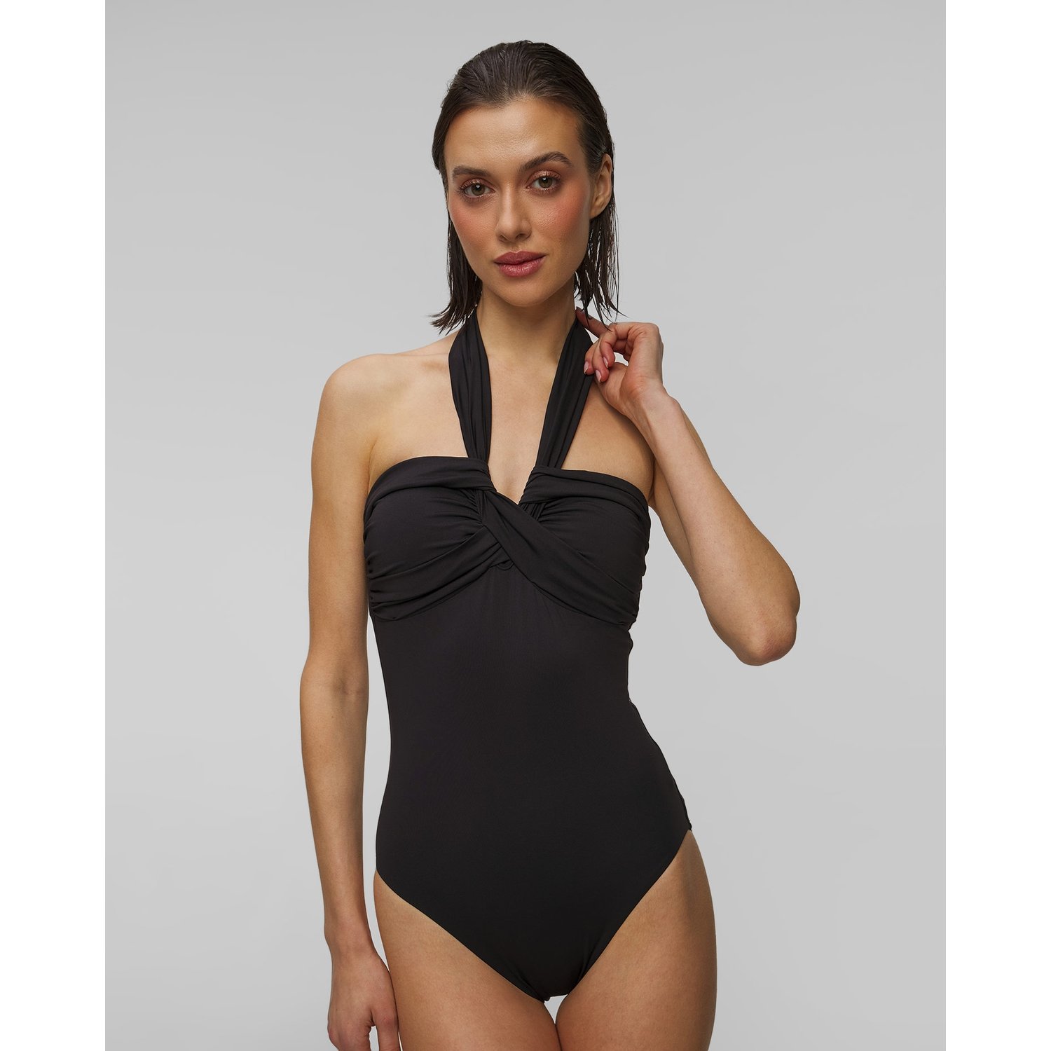 Czarny Strój Jednoczęściowy Kąpielowy Damski Seafolly Halter Bandeau One Piece