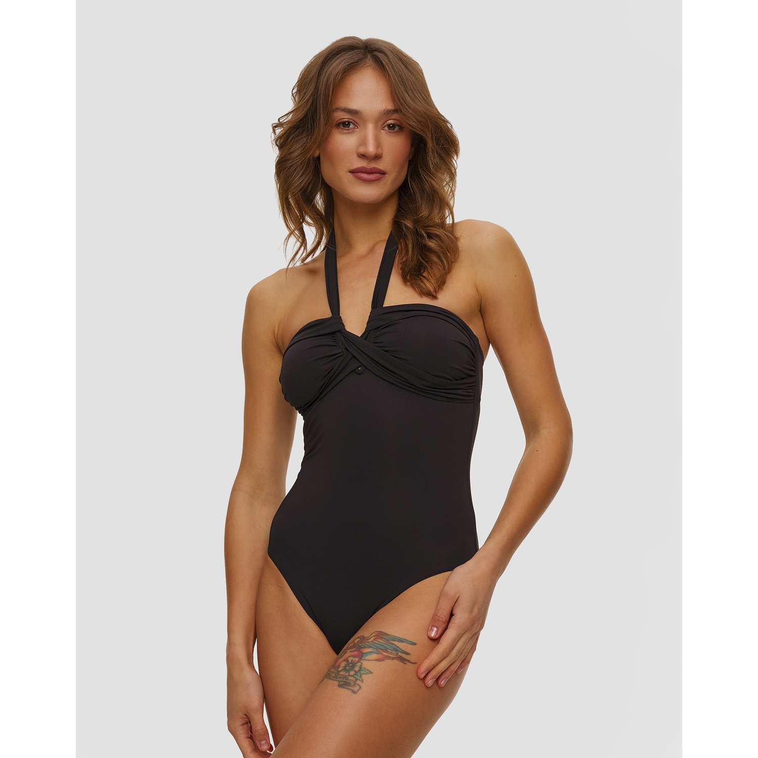 Czarny Strój Jednoczęściowy Kąpielowy Damski Seafolly Halter Bandeau One Piece