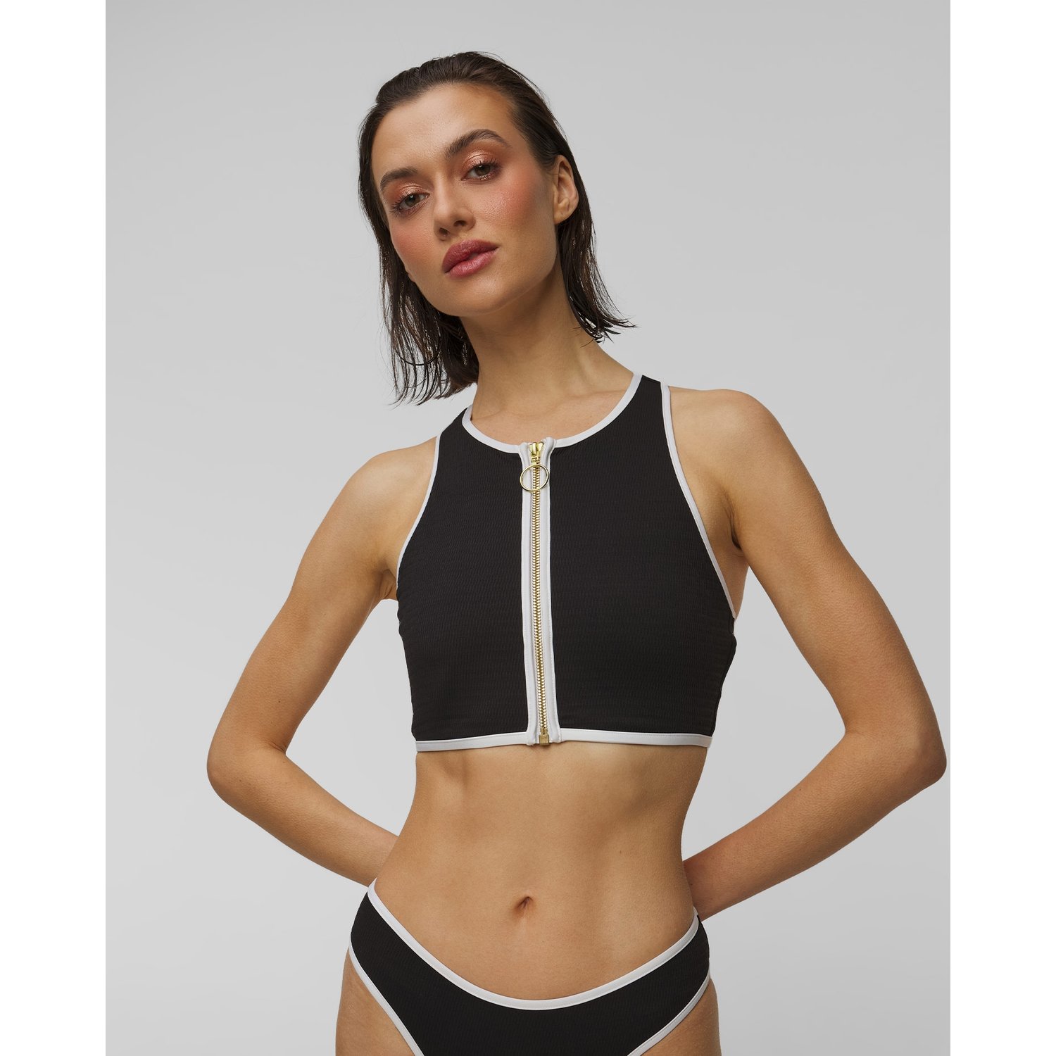 Góra Stroju Kąpielowego Damska Seafolly Zip Front Tank Top