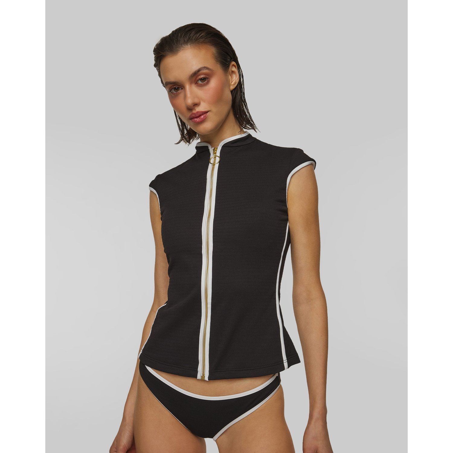 Góra Stroju Kąpielowego Damska Seafolly Cap Sleeve Sunvest