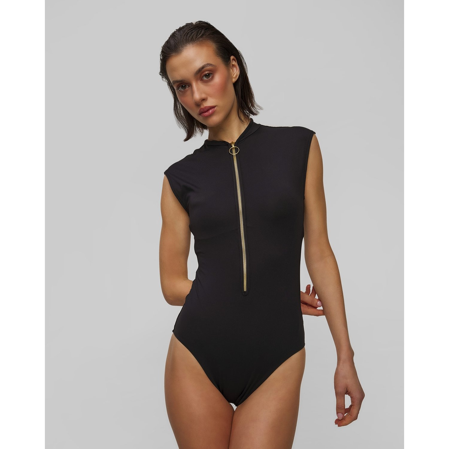 Czarny Jednoczęściowy Strój Kąpielowy Damski Seafolly Zip Front One Piece