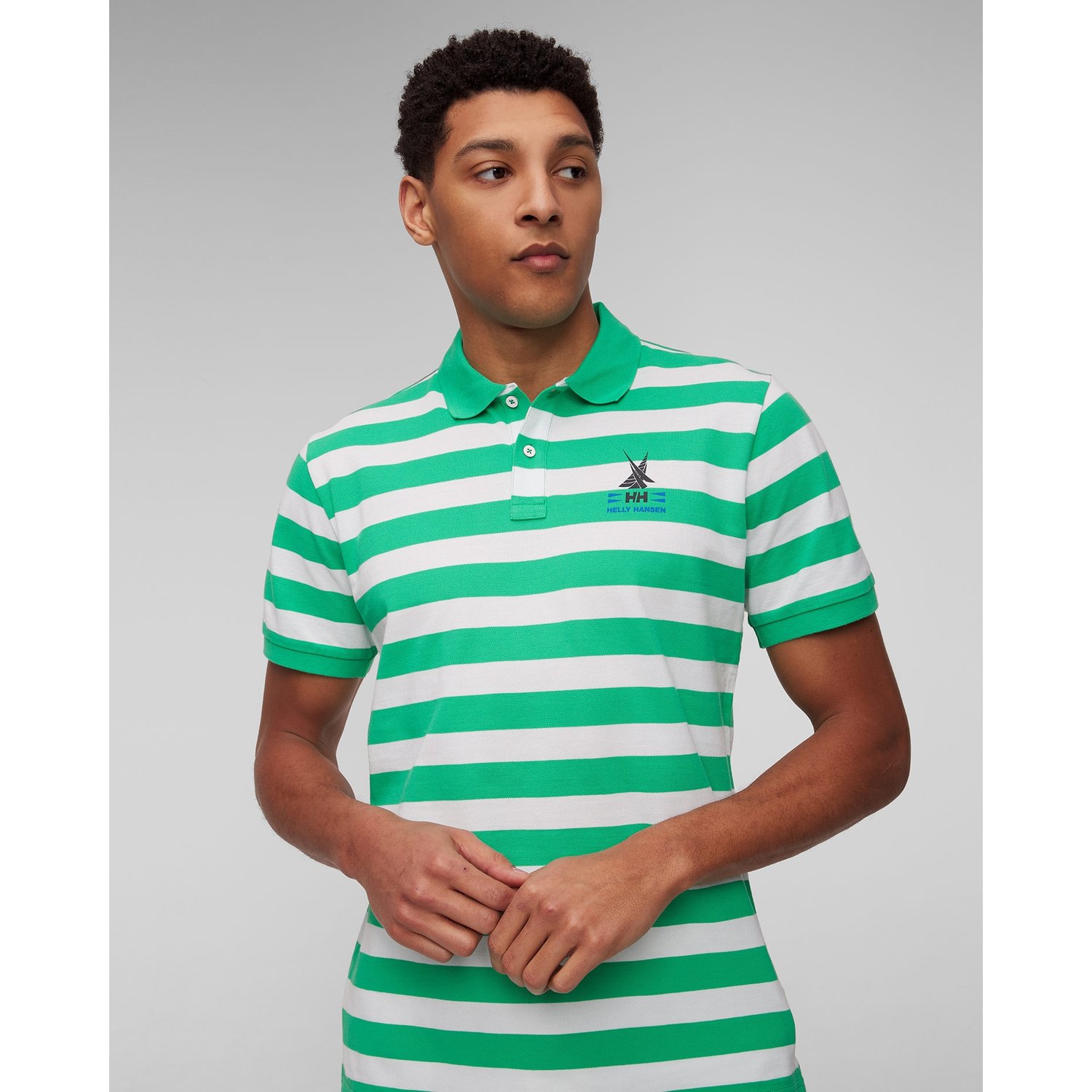 Zielono-białe Polo Męskie Helly Hansen Koster Polo